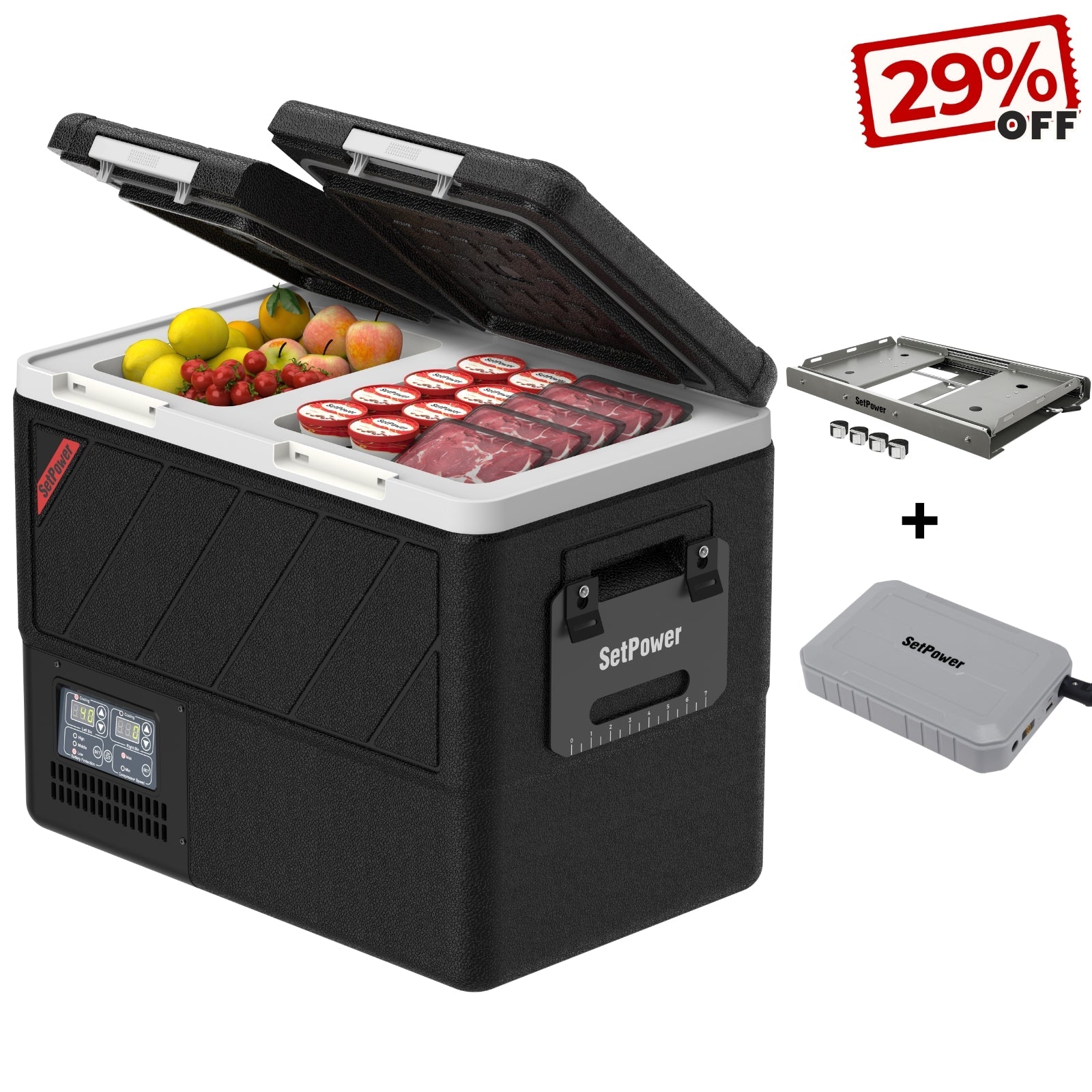 Setpower DT35 45 55 Car Refrigerator 12 Volt Freezer With Slide Batter