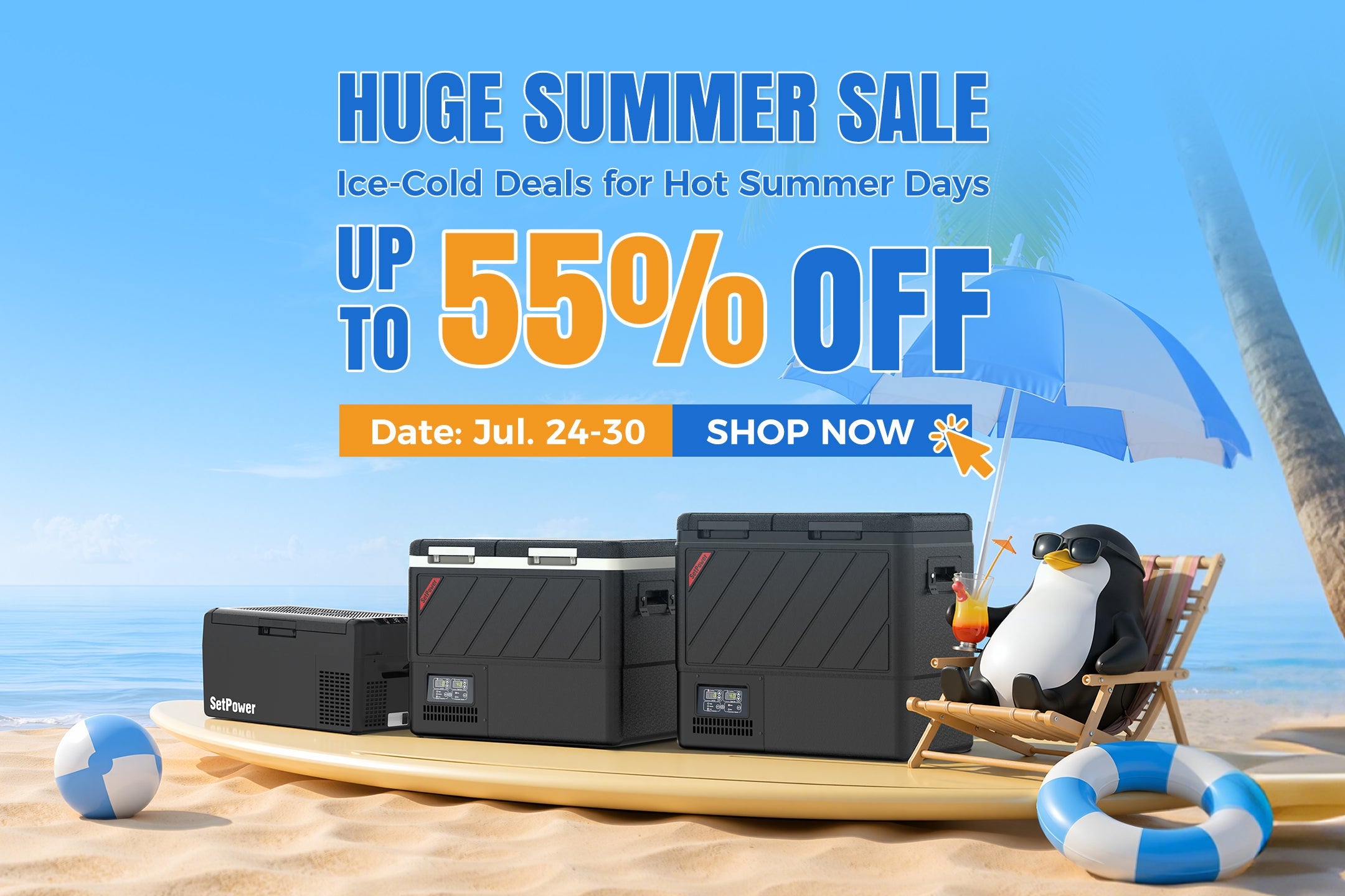 Summer Sale: 5 Setpower 12V Refrigerators + Battery, Cover, Slider Bundles
