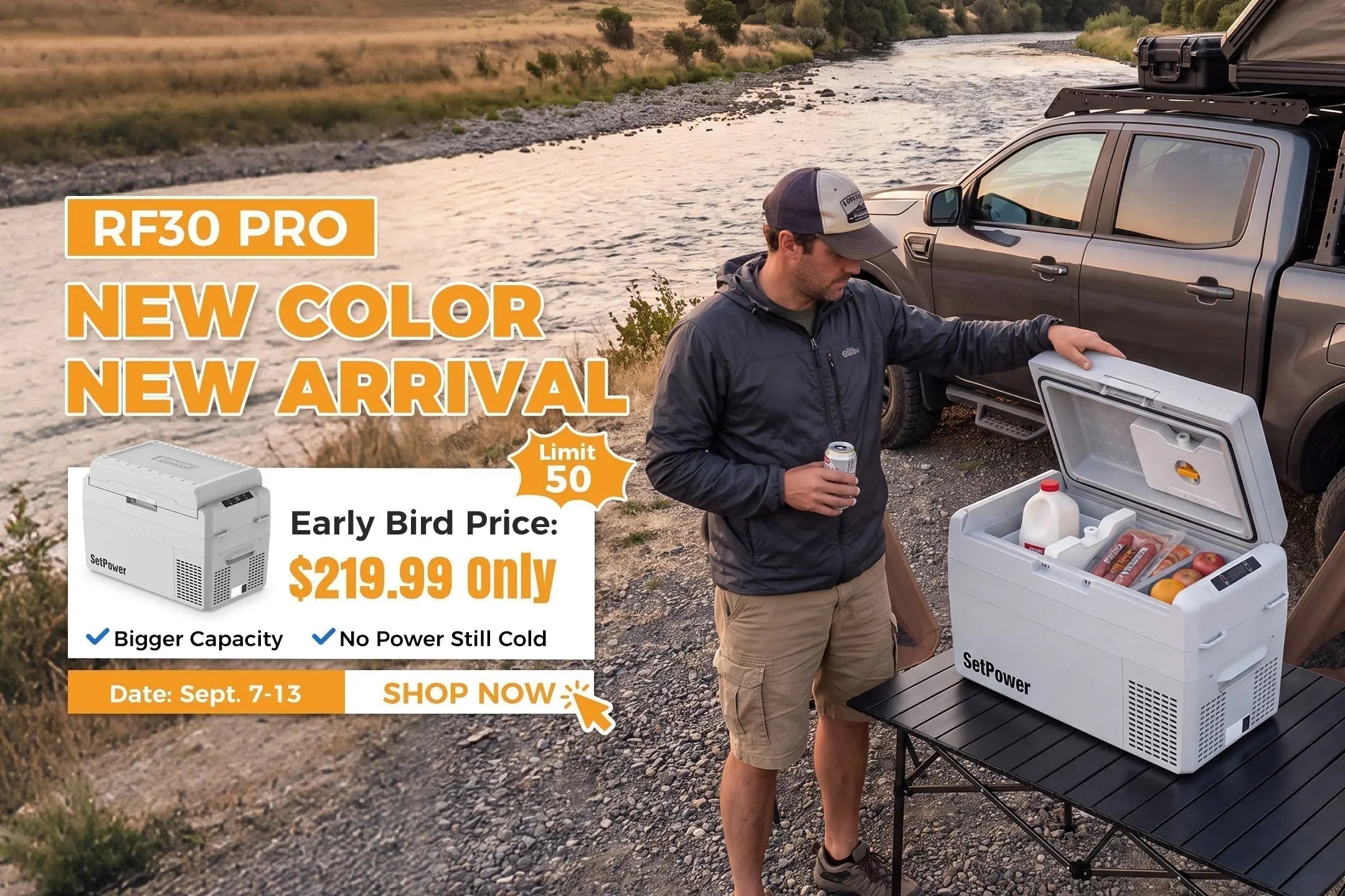 Just Launched: Setpower RF30 PRO Gray 12V Fridge — Early Bird $219.99 (Sept 7–13) Setpower 12Volt Refrigerator