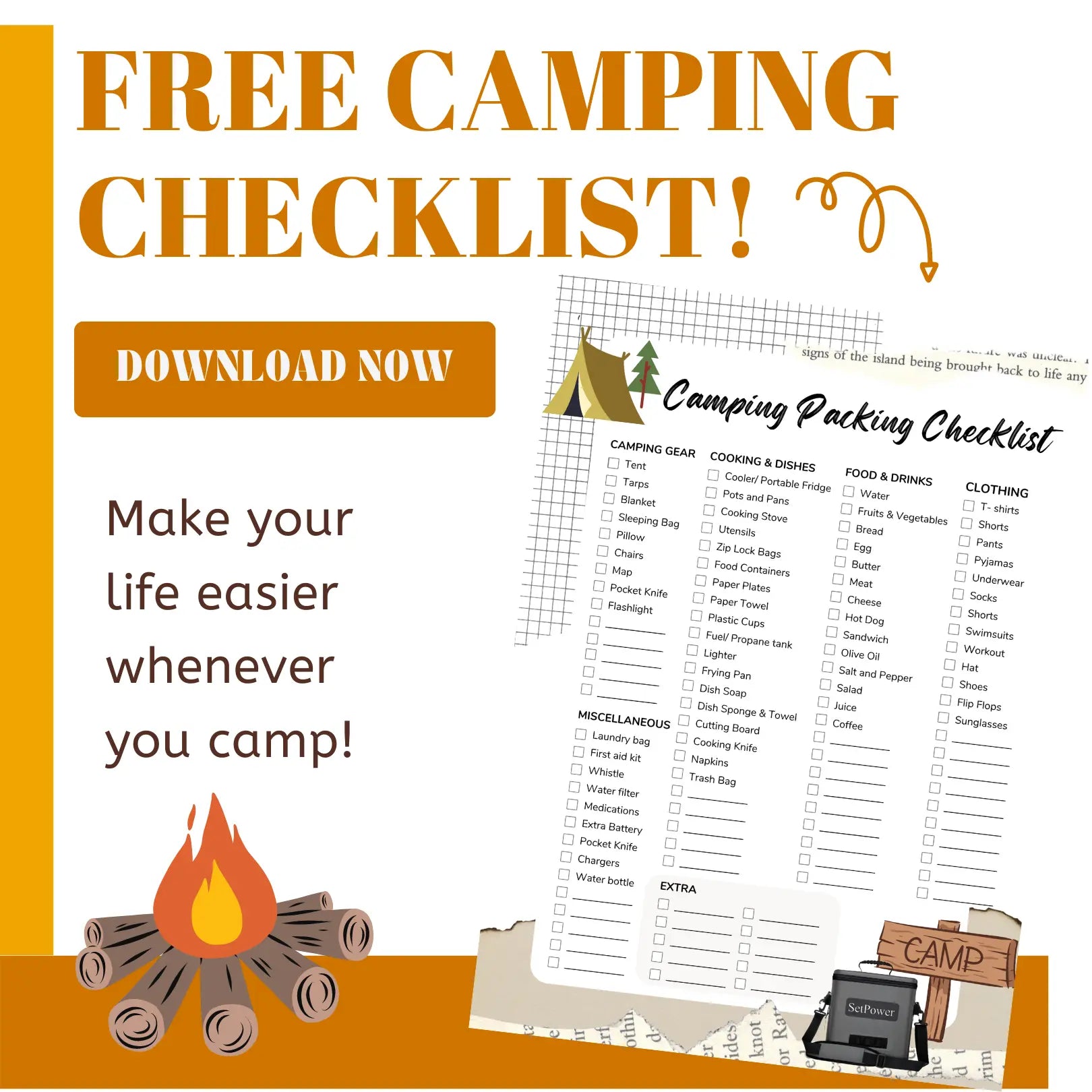 Free Printable Camping Packing Checklist