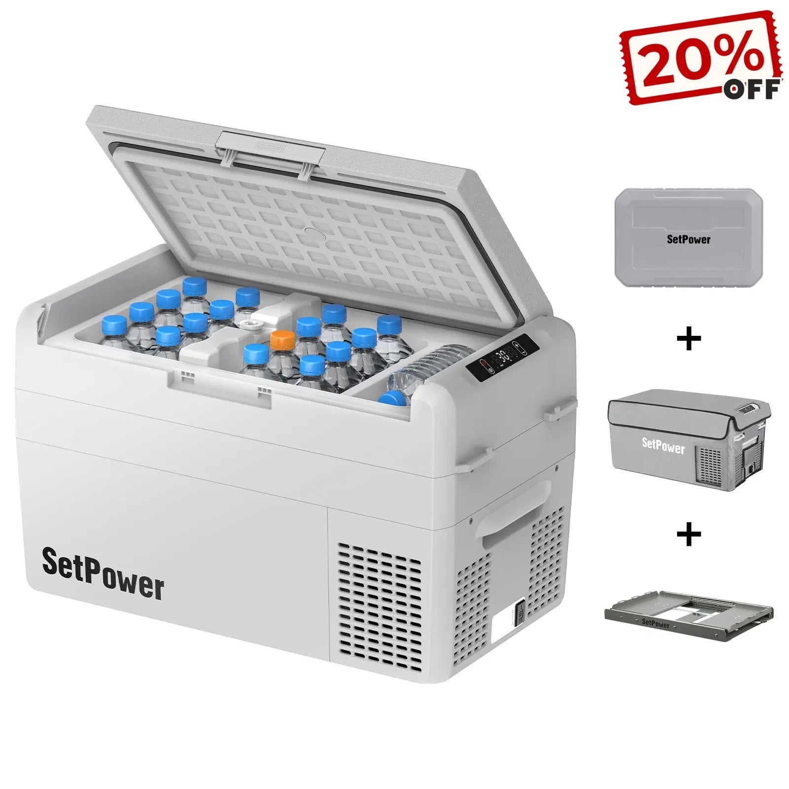 Setpower RF20 RF25 Electric Cooler 12V Fridge with Slide Cover Battery Setpower