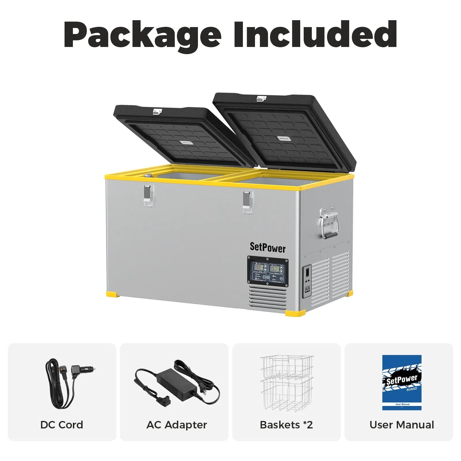 SetPower RV65D 12 Volt Electric Refrigerator 68.6Qt Ice Cooler For Truck RV Setpower