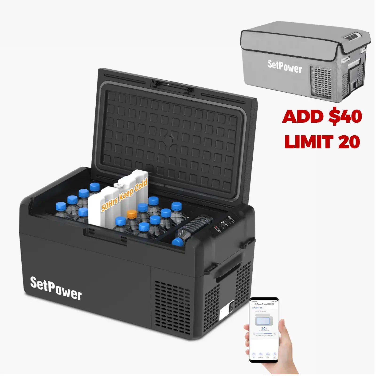 Setpower RF20 Electric Cooler 12 Volt Freezer Car Refrigerator 21Qt Setpower