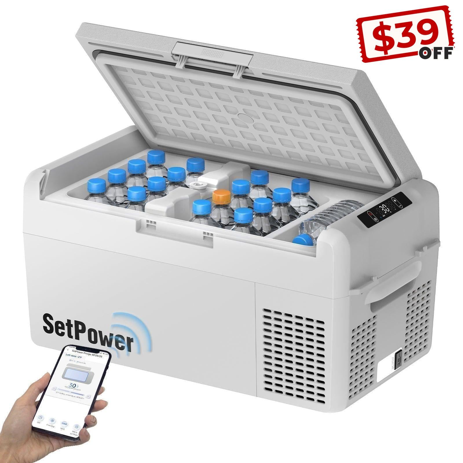 Setpower RF20 Car Refrigerator Electric Cooler for Solo Trip 21Qt Grey Setpower