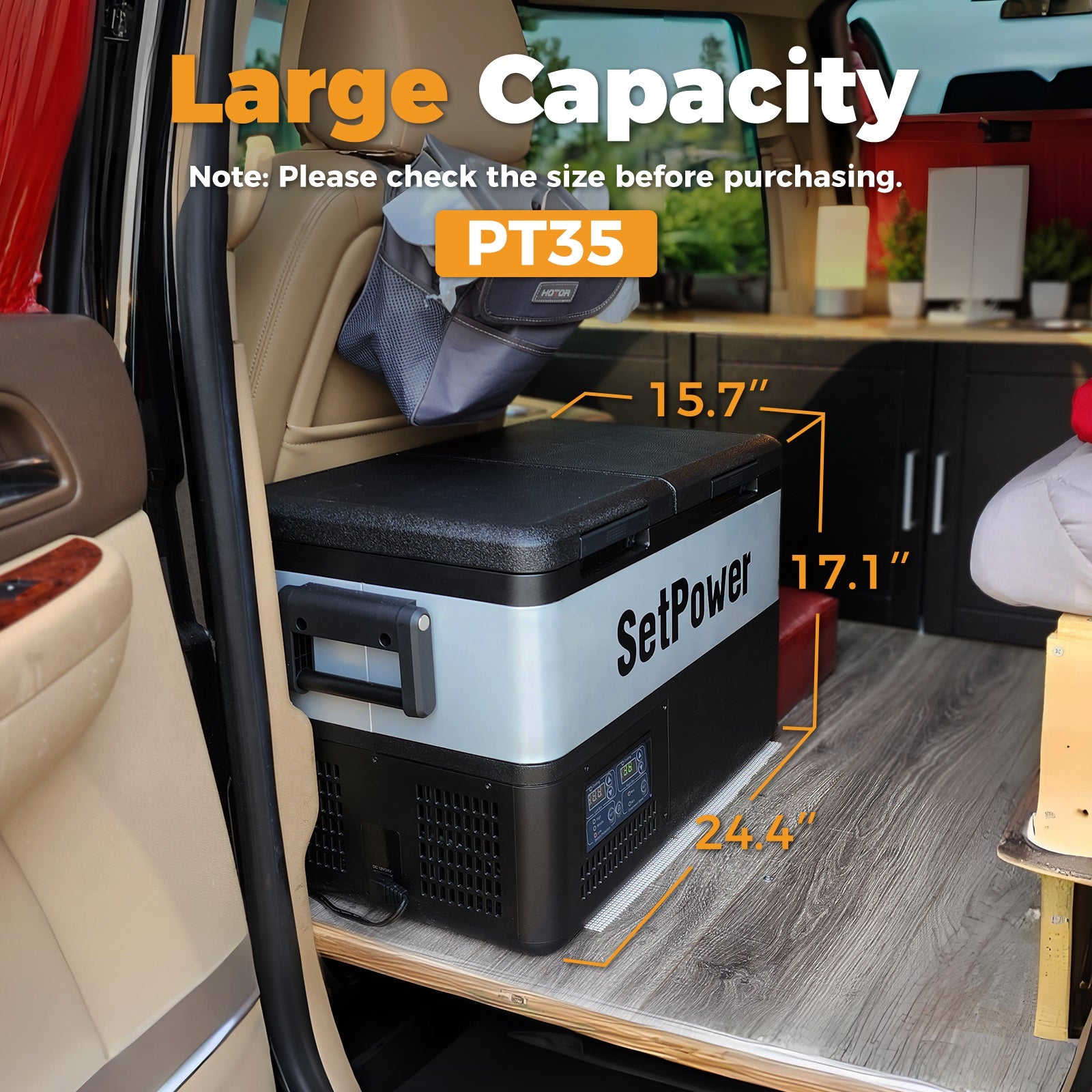 Setpower PT35 45 Car Refrigerator 12V Fridge with Battery Slide Cover Setpower
