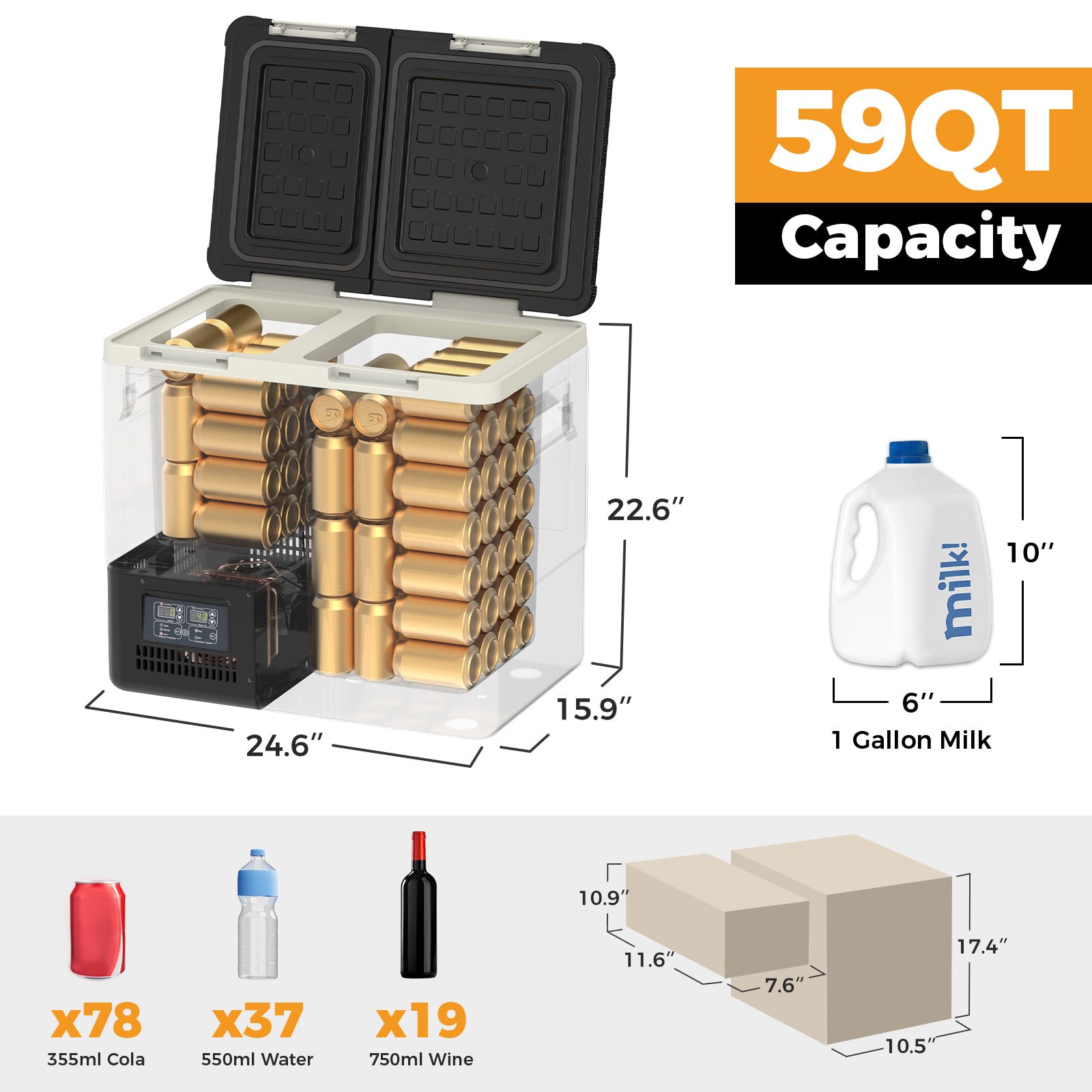 Setpower DT55 Car Cooler for Vehicles 12V Fridge Freezer Car Fridge 59Qt