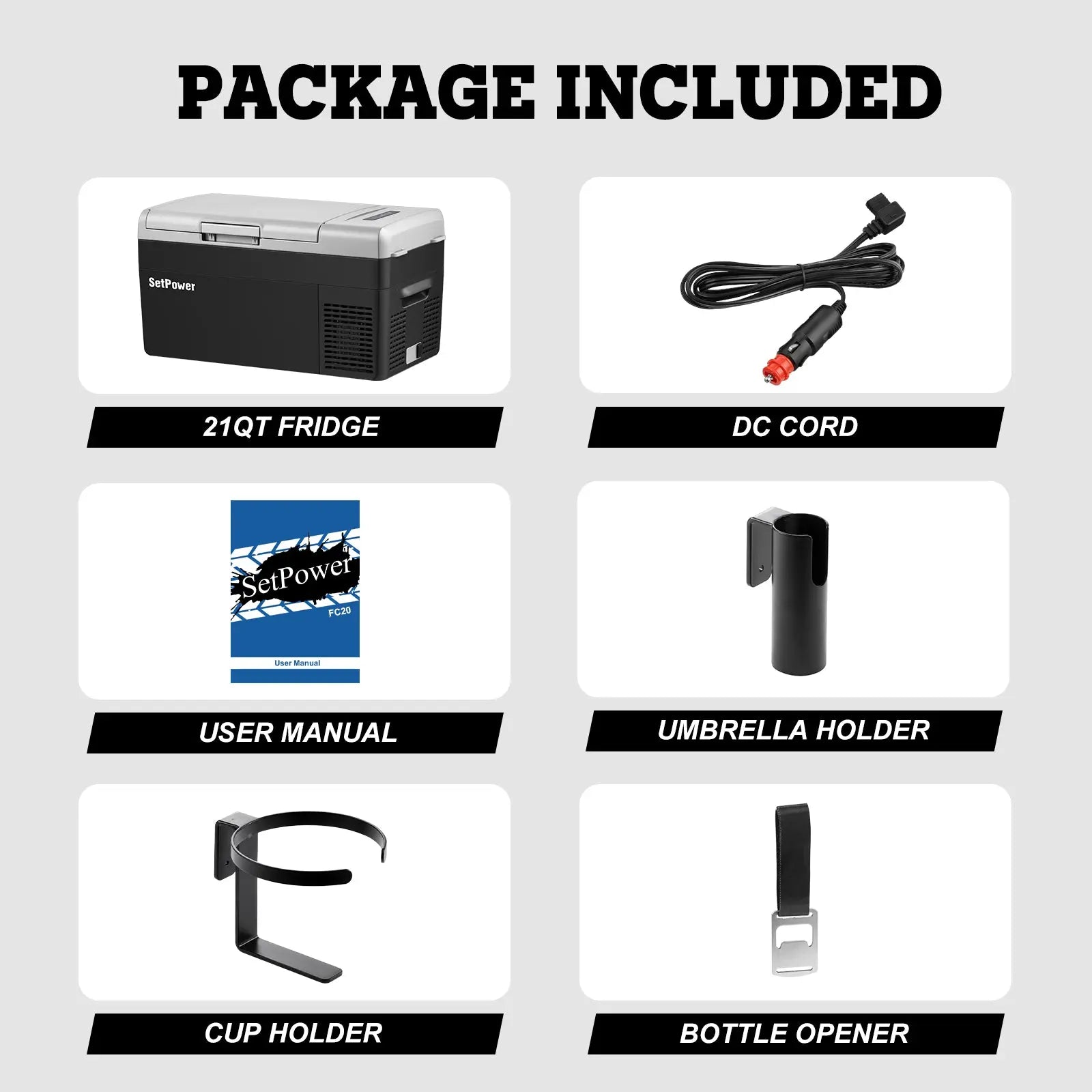 Small 12V Fridge Freezer Plug in Car Cooler Battery Powered Cooler | Setpower Fridge  with Free Accessories