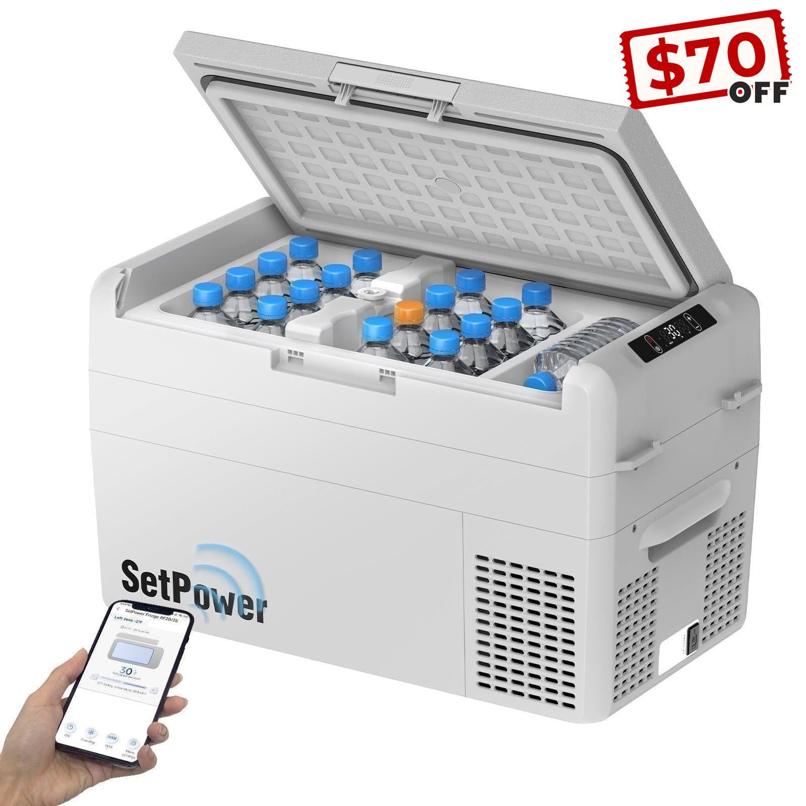 Setpower RF25 Car Refrigerator Electric Cooler for Solo Trip 27Qt Grey Setpower