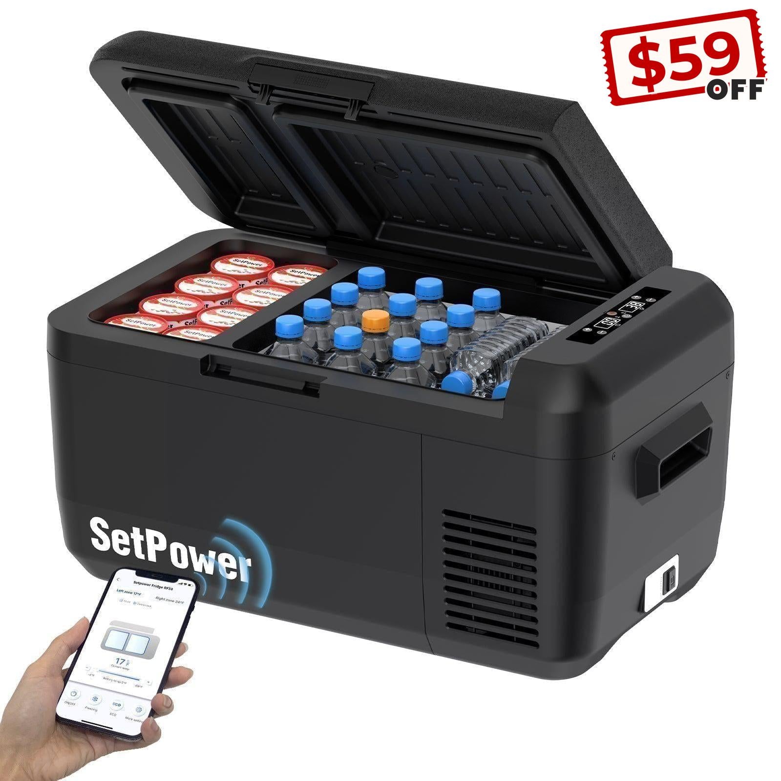Setpower RF30 Electric Cooler 12V Freezer for Vehicles 32Qt App Control Setpower