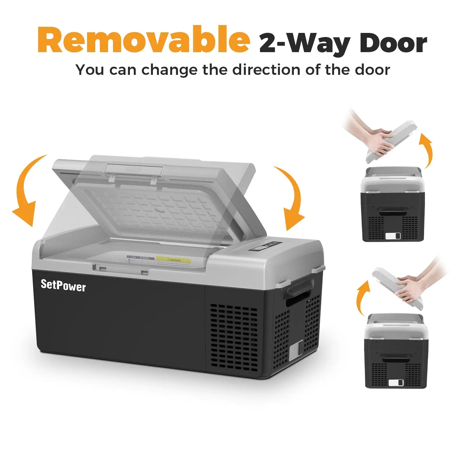 Small 12V Fridge Freezer Plug in Car Cooler Battery Powered Cooler | Setpower Fridge FC15 with Removable Lid