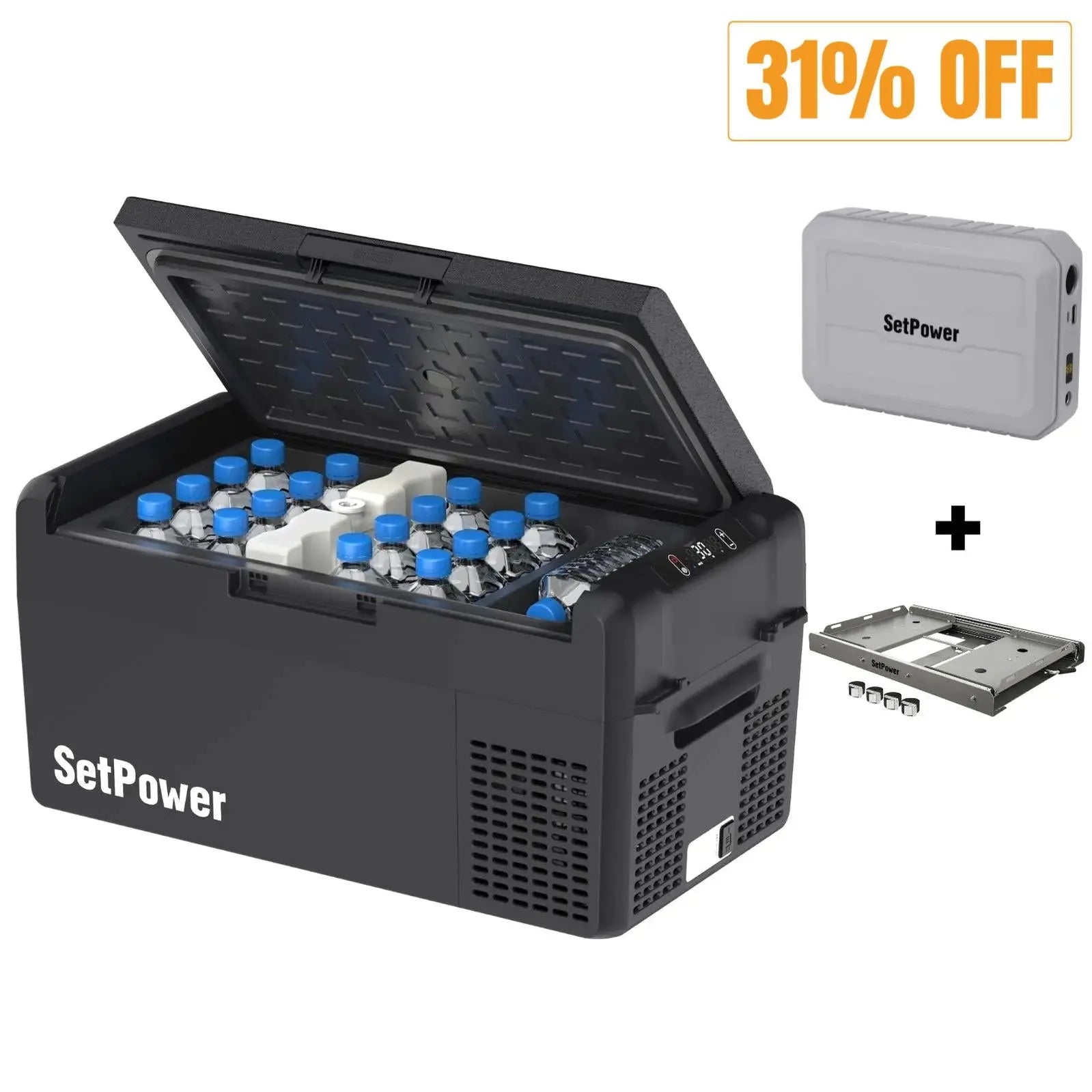 Setpower RF20 Electric Cooler 12V Fridge Freezers with Battery Slide Setpower