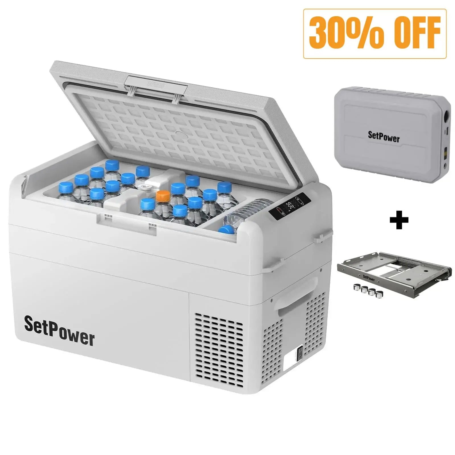 Setpower RF25 Electric Cooler 12 Volt Freezer Fridge Bundle for Tesla Setpower