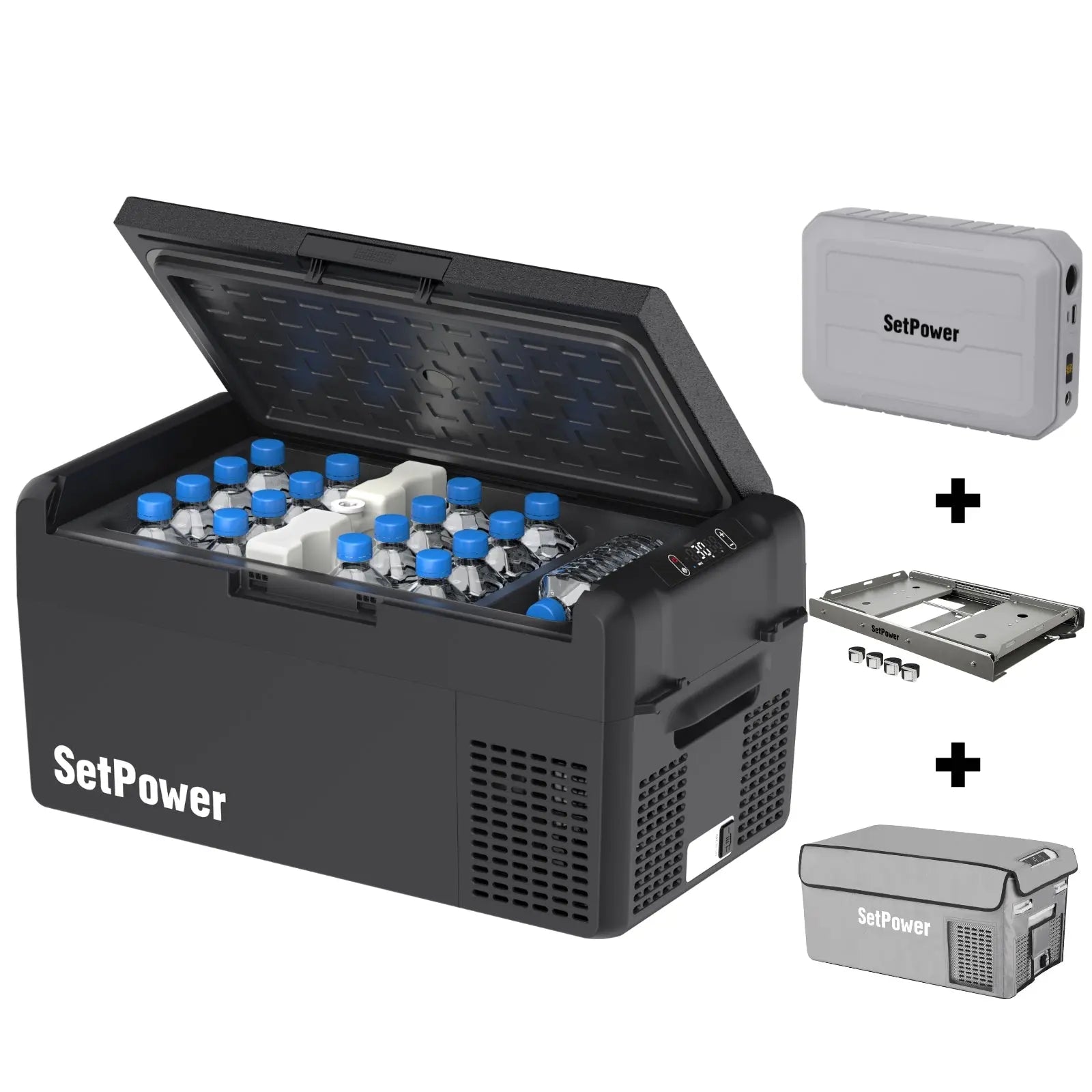 値下げset power ポータブル冷蔵庫　RF20 RF20 Electric Cooler 12V Fridge Freezers with Battery Slide