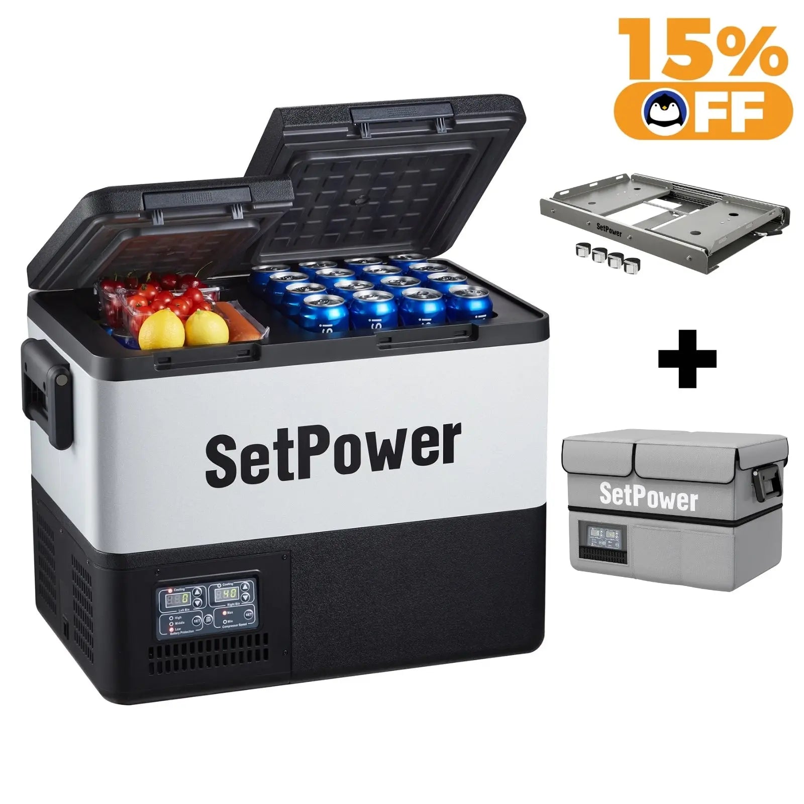 Setpower PT45 Electric Coolers for Vehicles 12V Refrigerator | Dual Zone Setpower