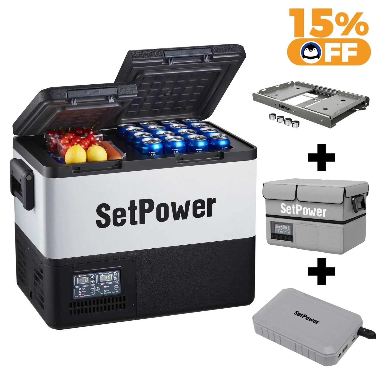 Setpower PT45 Electric Coolers for Vehicles 12V Refrigerator | Dual Zone Setpower