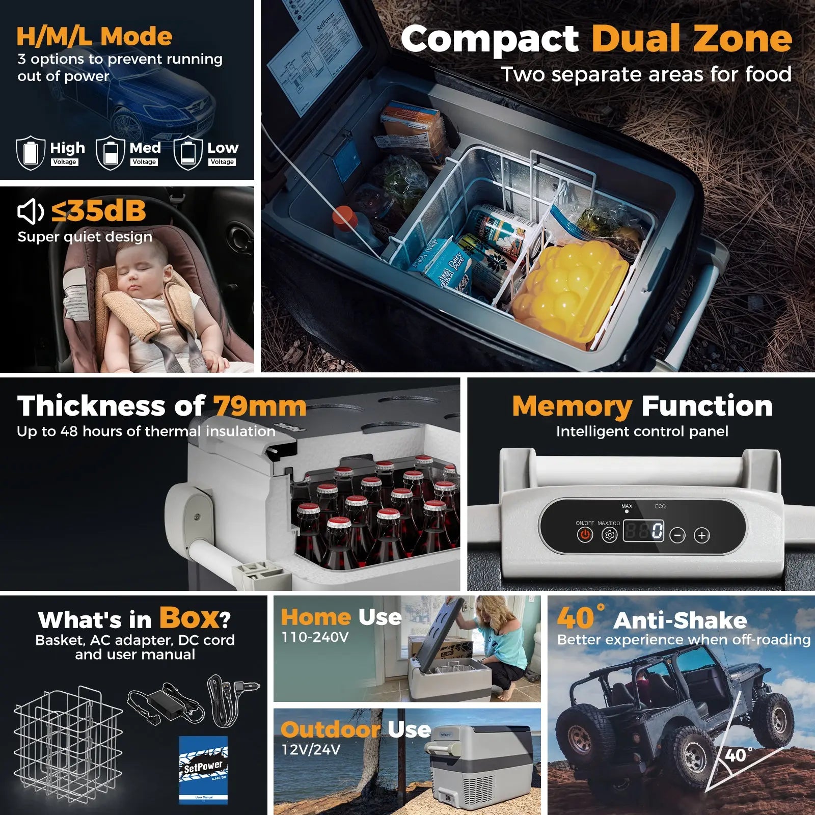 Setpower AJ30 12 Volt refrigerator Car Fridge Freezer for Car Heavy-Duty Truck | 32Qt