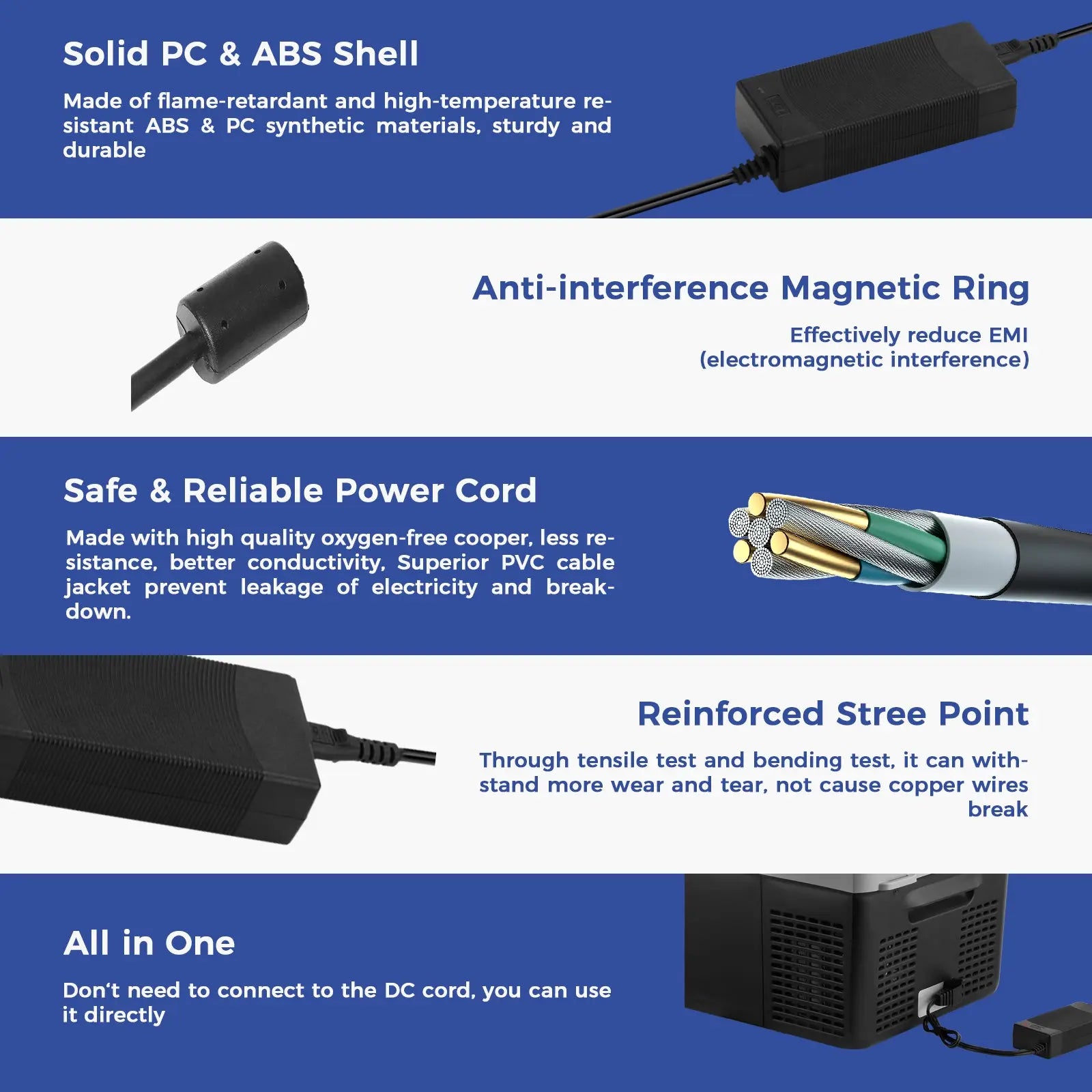 AC Adapter AC Cord for Setpower Fridge, AC Connector Setpower