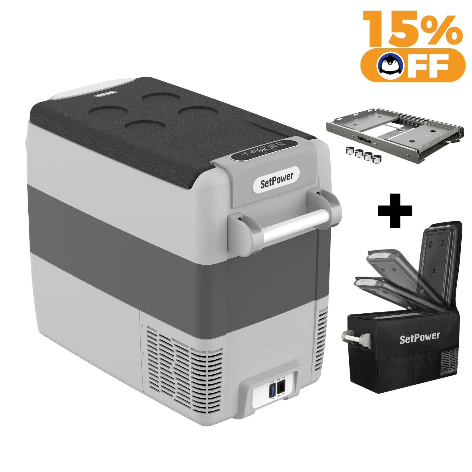 Setpower AJ50 12 Volt Cooler Car Cooler for Semi Heavy-Duty Truck 53Qt Setpower