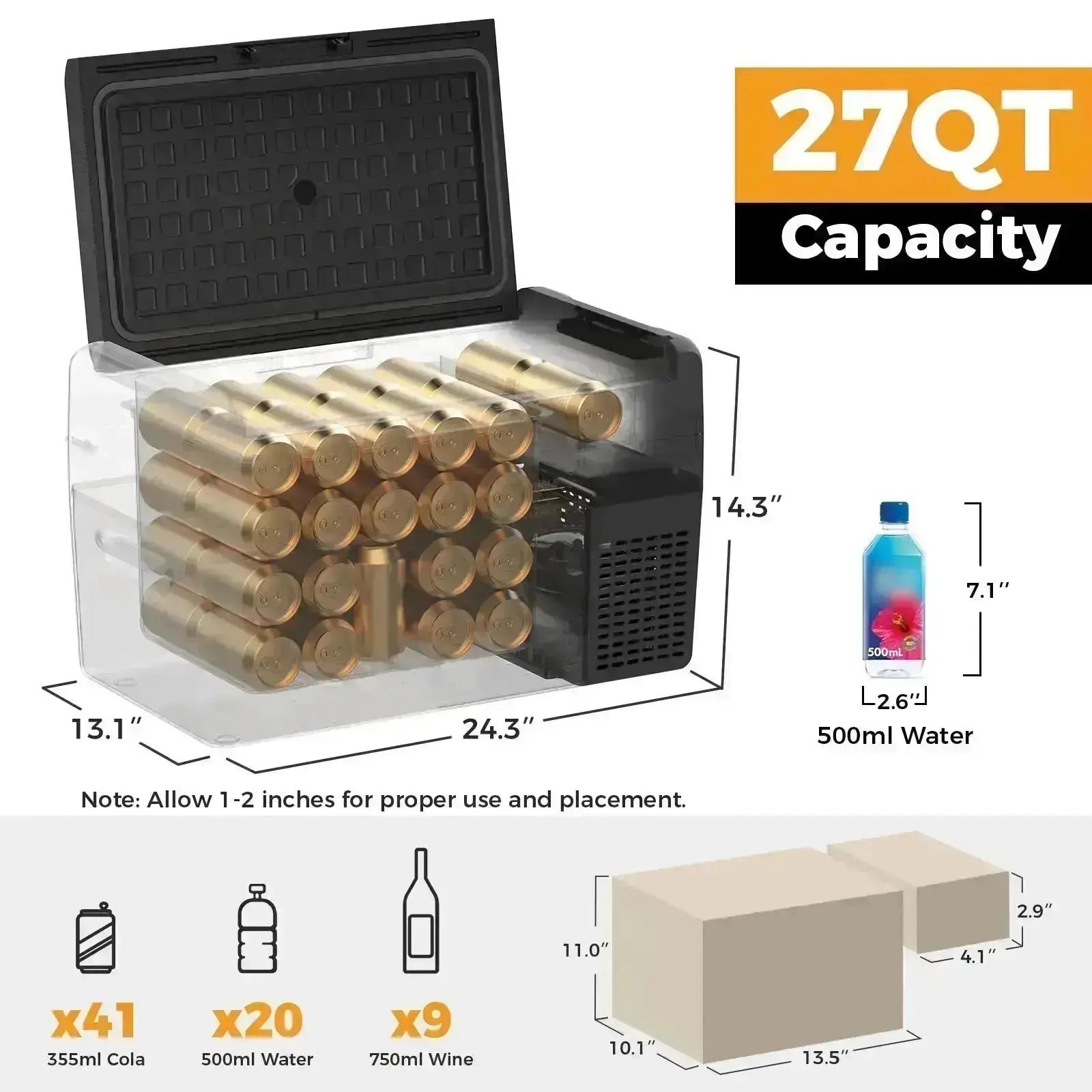 RF25 Electric Cooler 12 Volt Freezer Car Refrigerator 27Qt