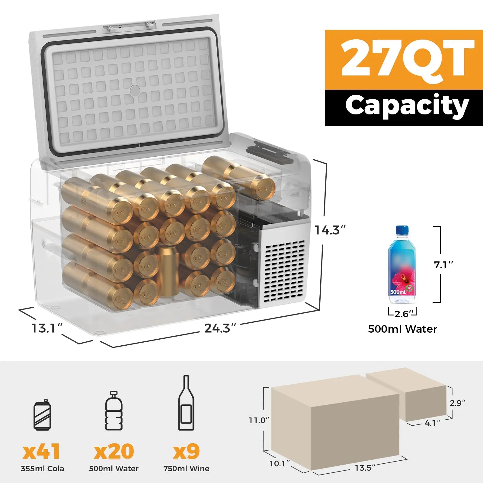 Setpower RF25 Electric Cooler 12 Volt Freezer Fridge Bundle for Tesla