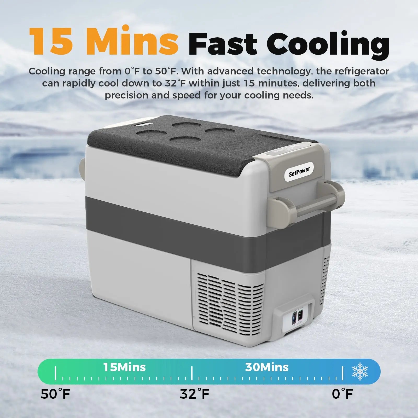 Setpower AJ50 12 Volt refrigerator Car Fridge Freezer for Car Heavy-Duty Truck | 53Qt