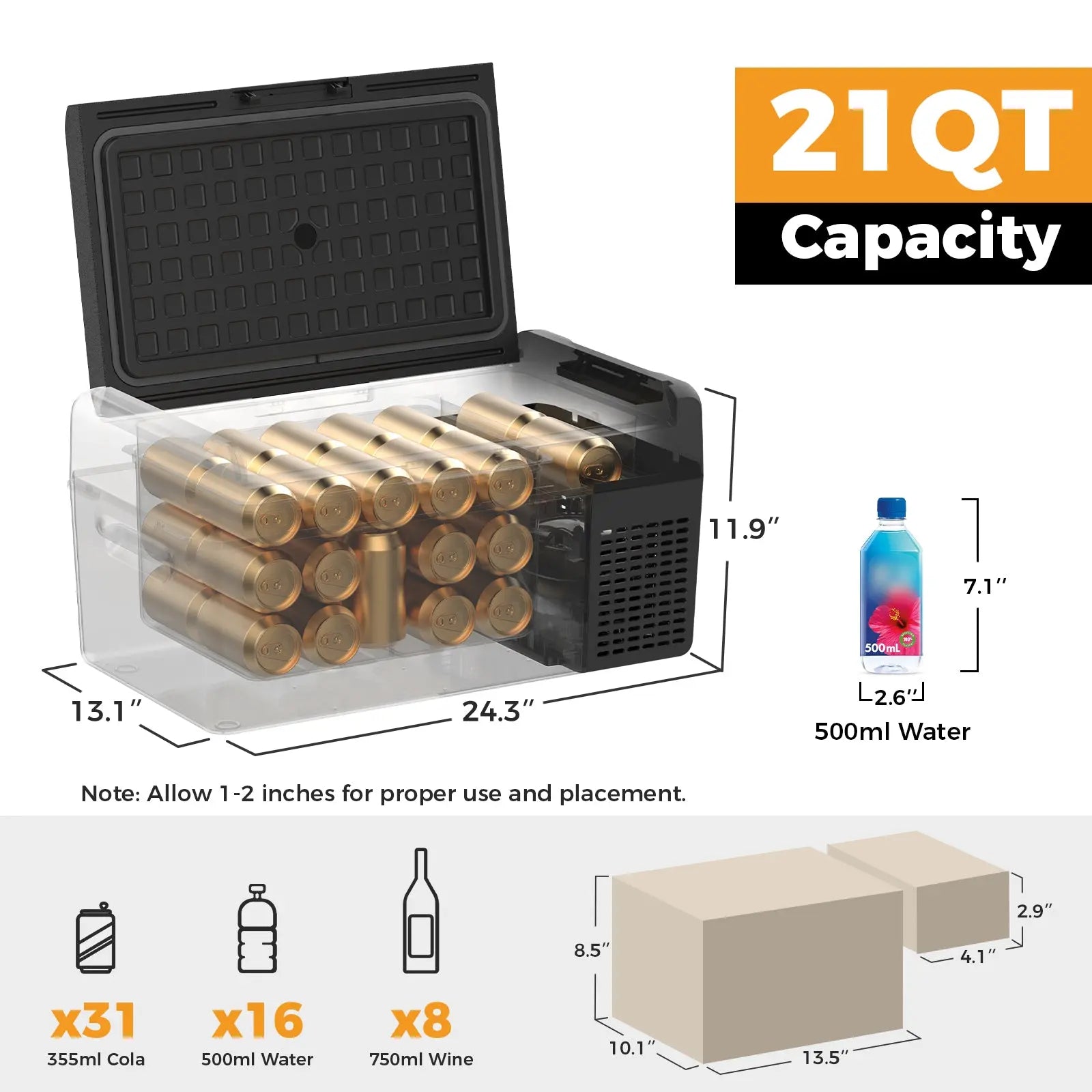 Setpower RF20 RF25 Electric Cooler 12V Fridge Freezer with Slide Cover Setpower