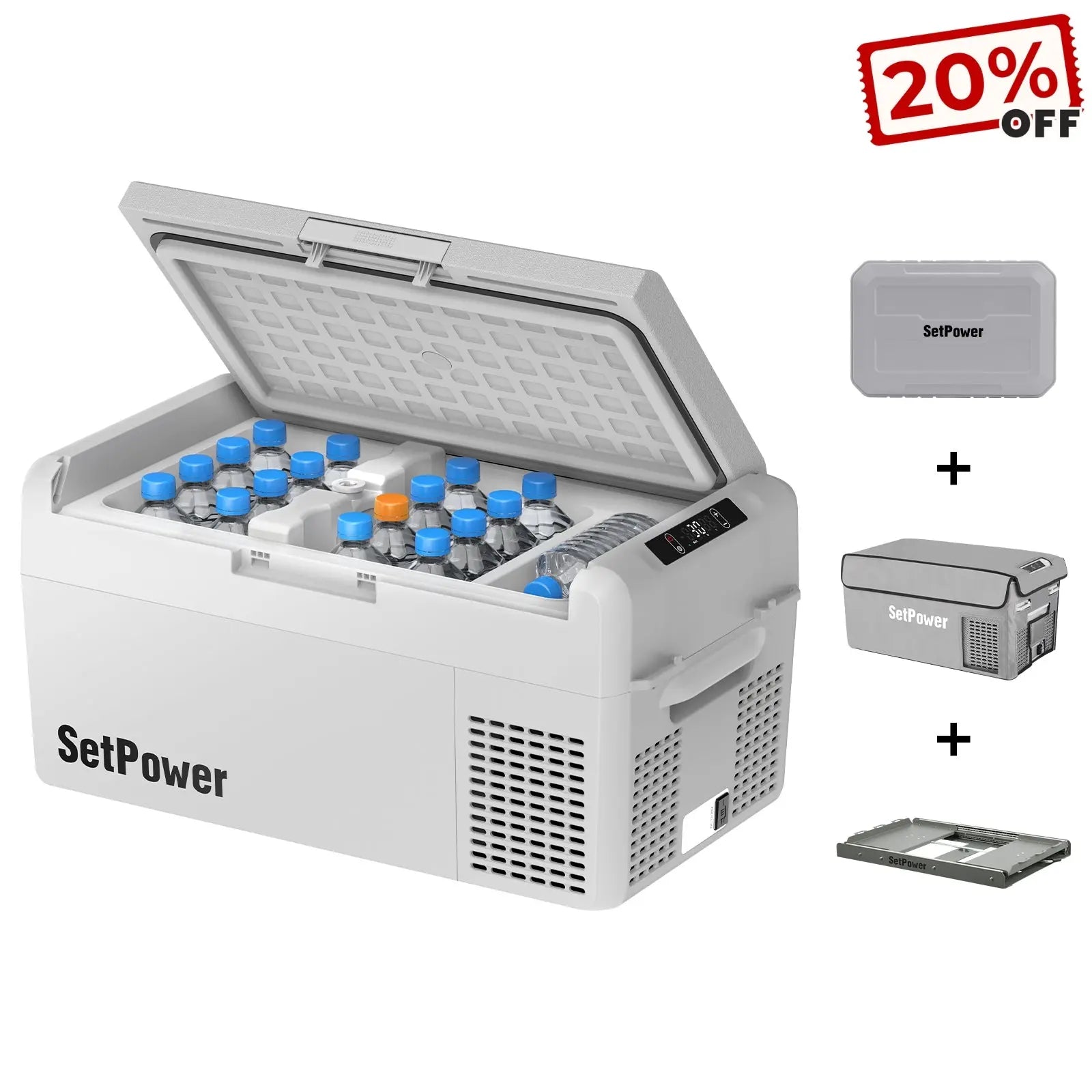 Setpower RF20 RF25 Electric Cooler 12V Fridge with Slide Cover Battery Setpower