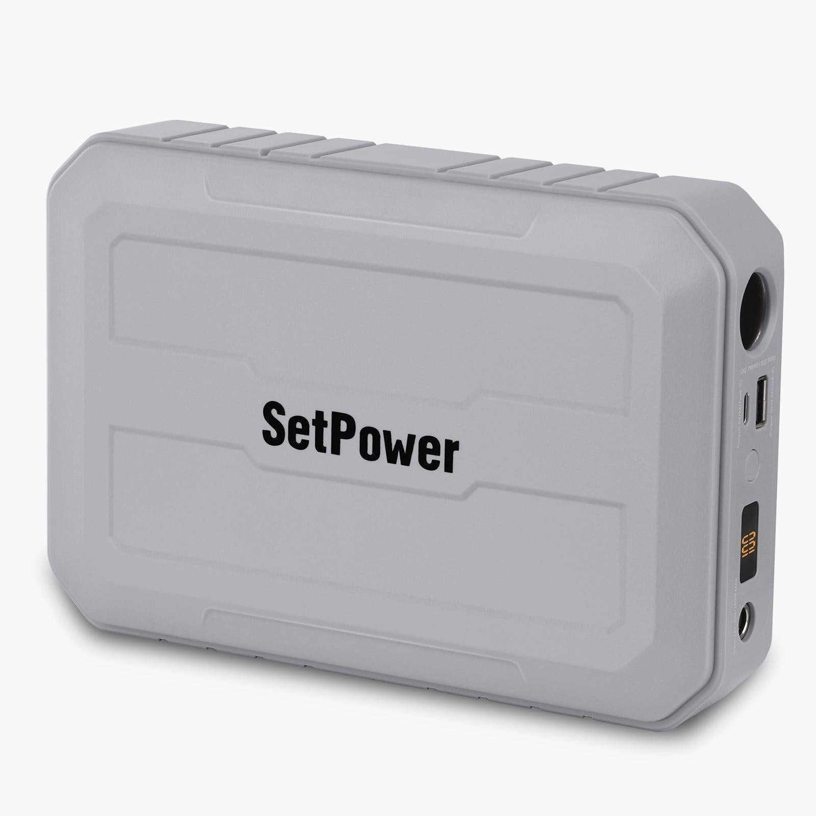 SetPower power bank with charging ports on a white background