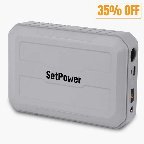 SetPower power bank with charging ports on a white background