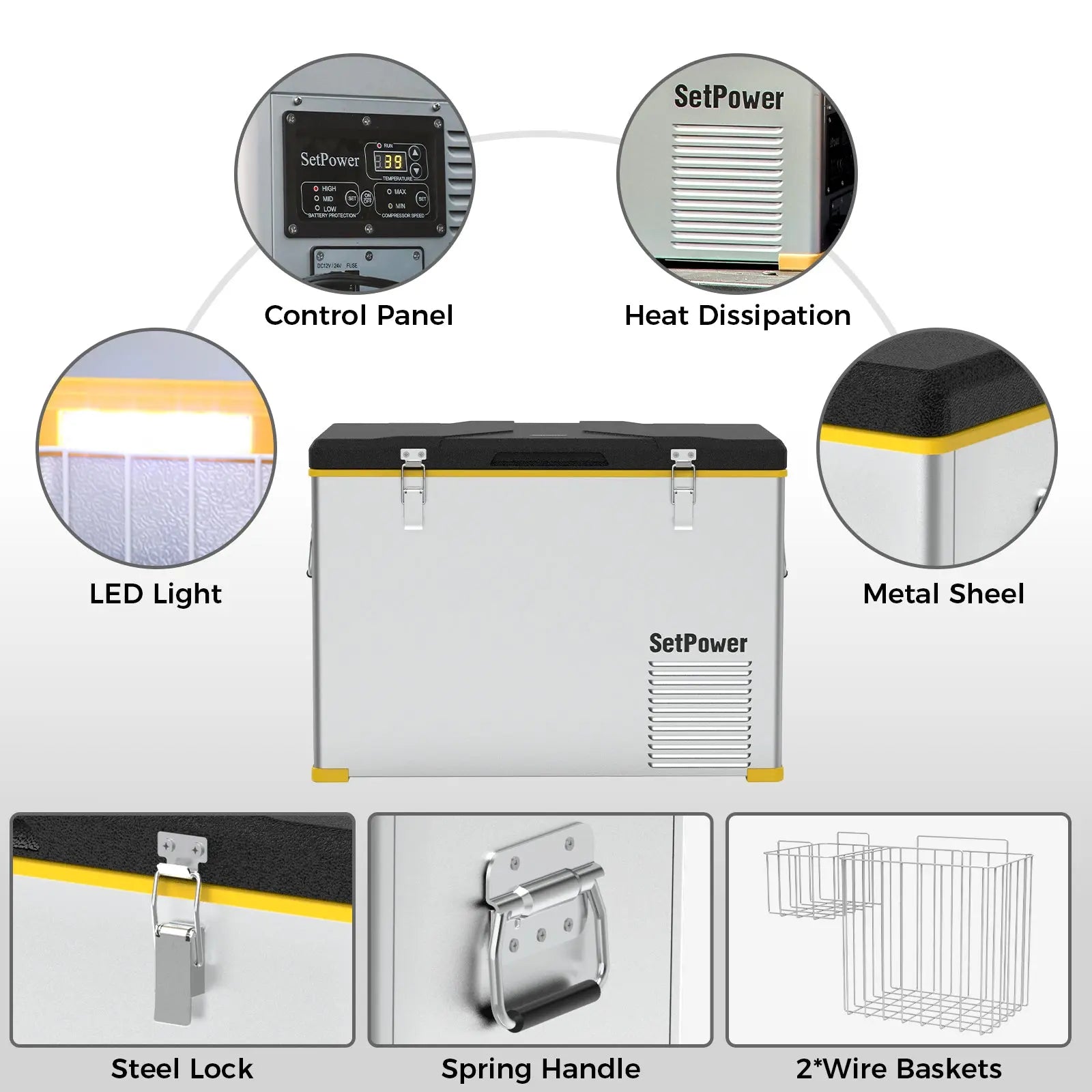 Setpower RV45S 12V Electric Refrigerator 47Qt Ice Cooler For Truck RV Setpower