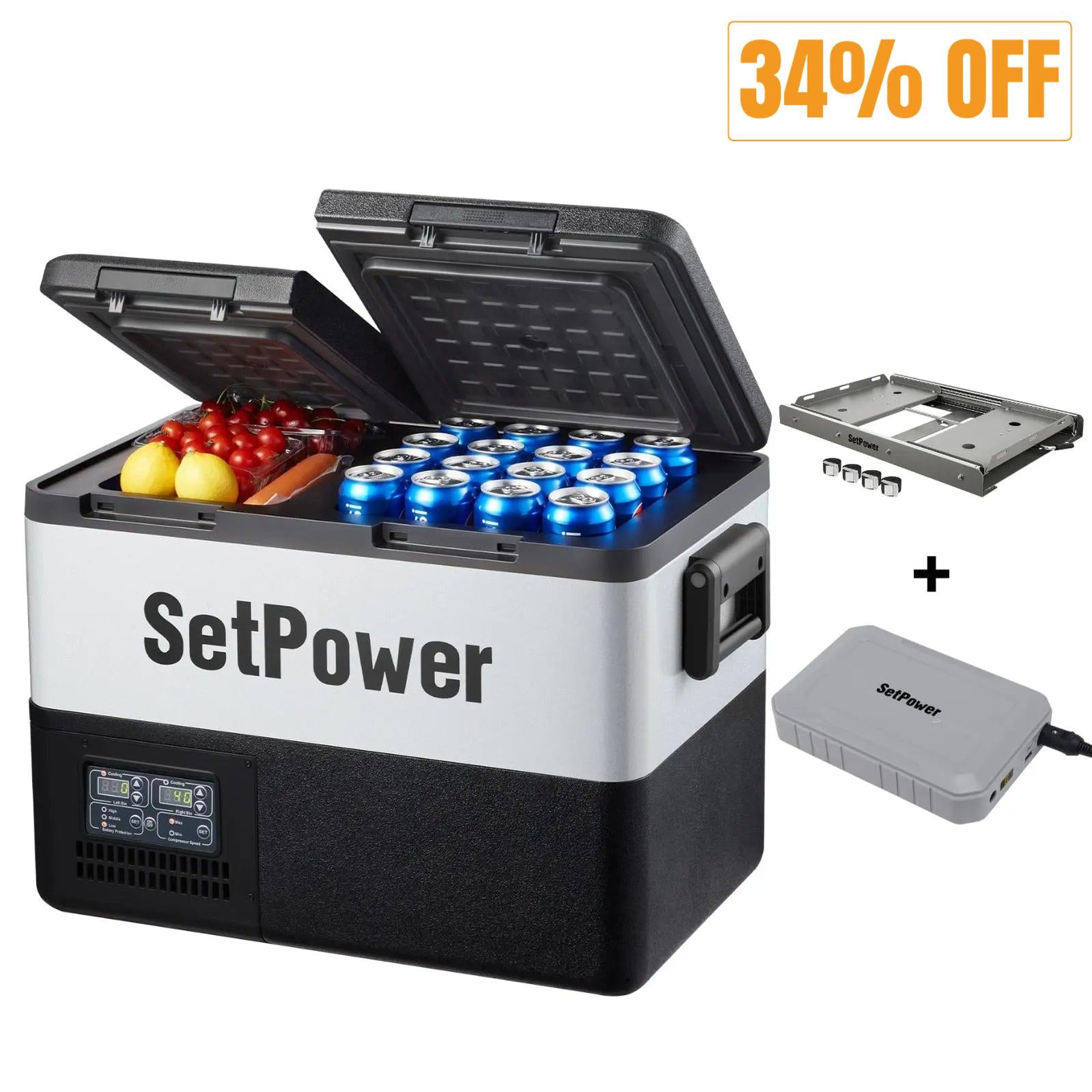 Setpower PT35 12V Fridge Freezer Car Refrigerator With Slider Battery