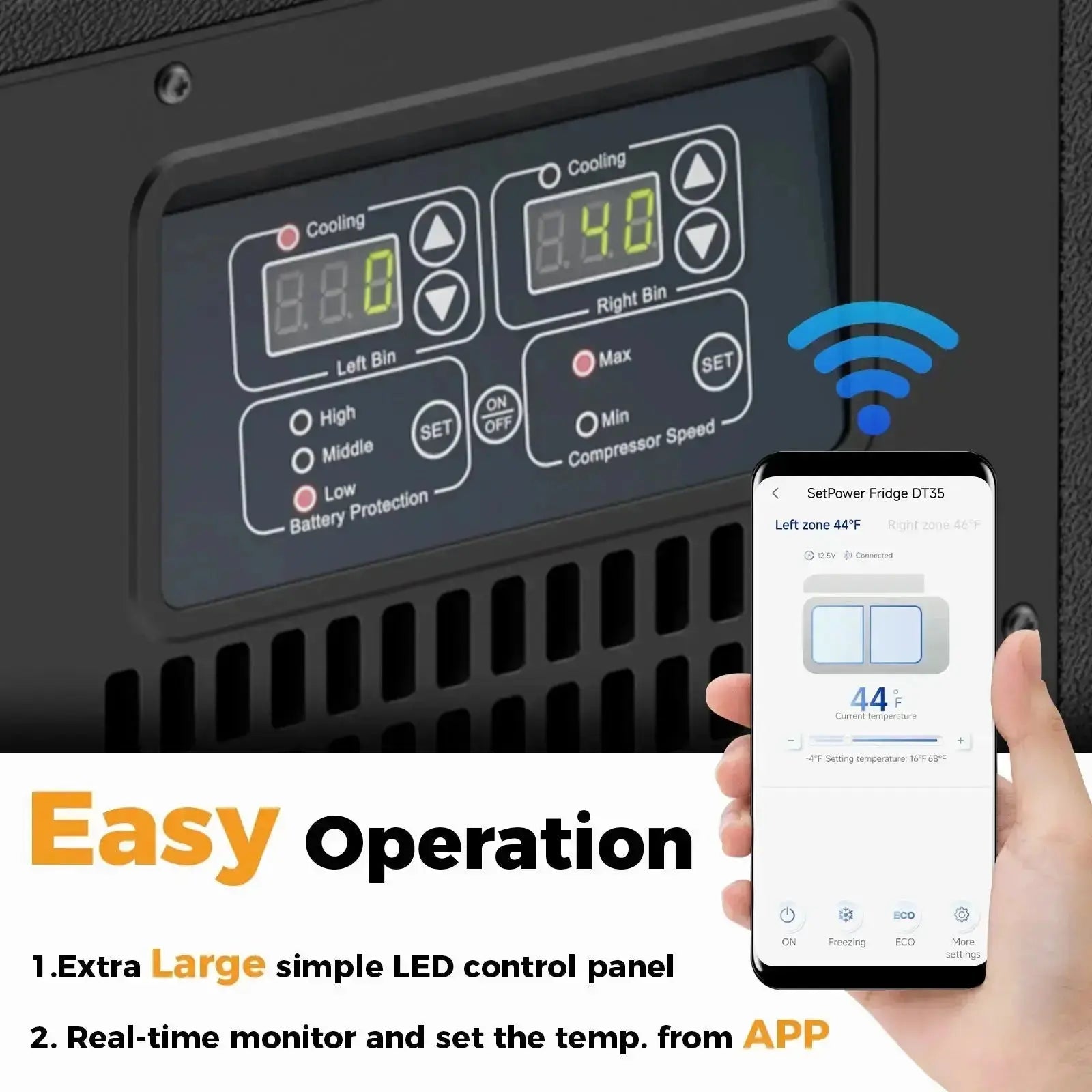 Car Refrigerator Car Cooler 12 Volt Fridge Freezer Portable Freezer | App Control | Setpower