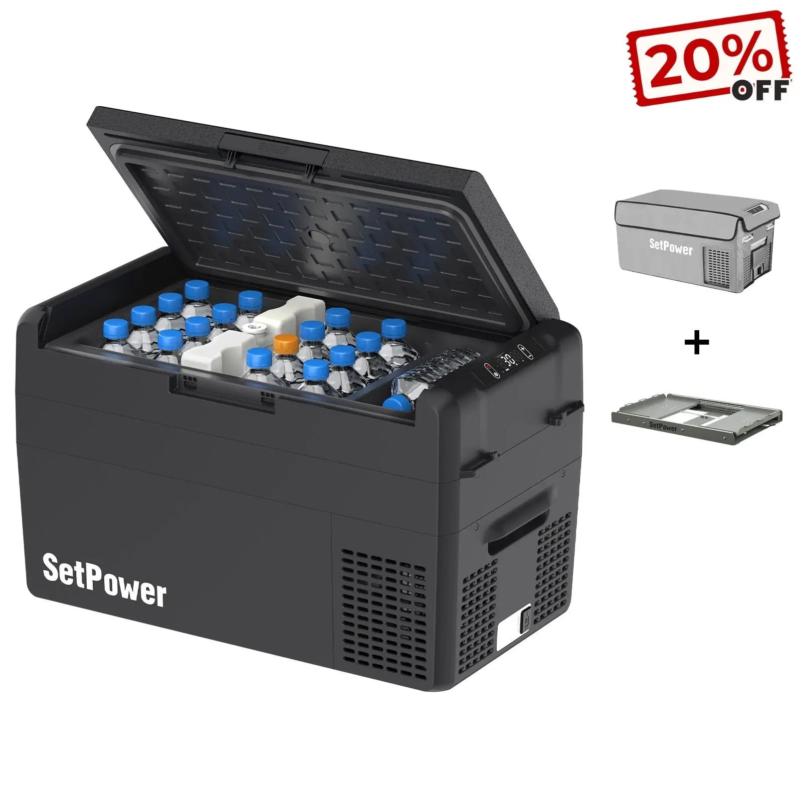 Setpower RF20 RF25 Electric Cooler 12V Fridge Freezer with Slide Cover Setpower