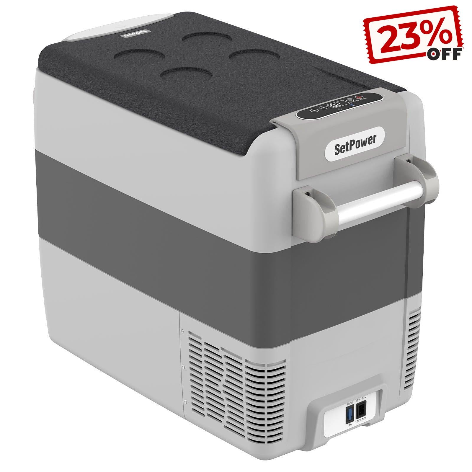 Setpower AJ50 12 Volt refrigerator Car Fridge Freezer 12 Volt Refrigerator for Semi Truck | 53Qt