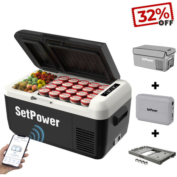 Setpower PT30 32Qt Car Fridge 12V Refrigerator Freezer Dual Zone