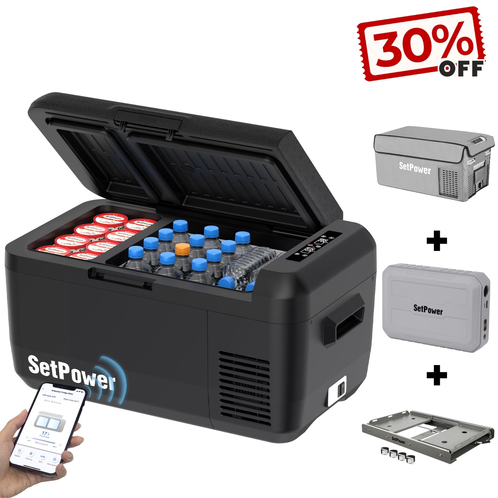 Setpower RF30 Electric Cooler 12V Freezer for Vehicles 32Qt App Control