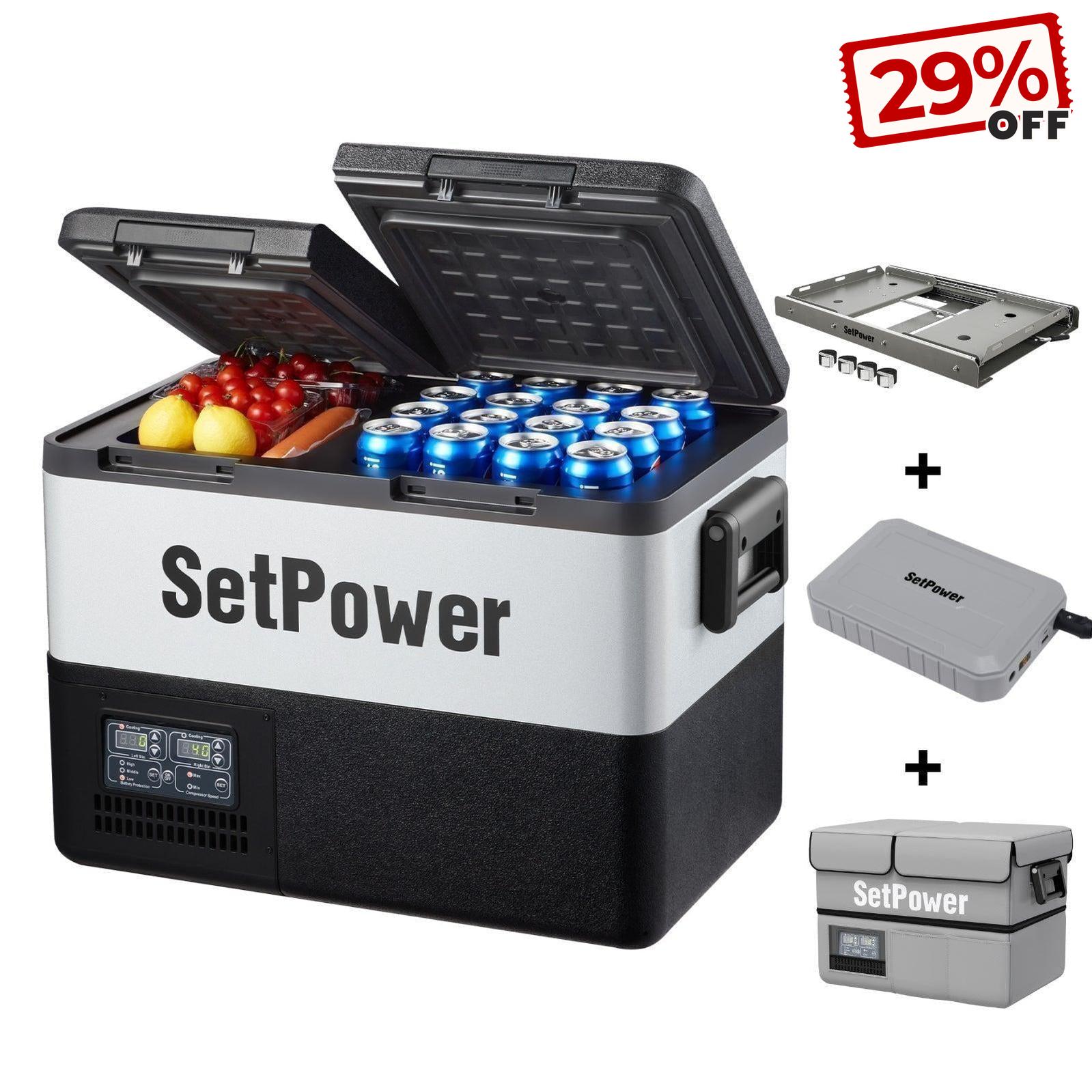 Setpower PT35 45 55 Car Refrigerator 12V Fridge with Battery Slide Cover Setpower