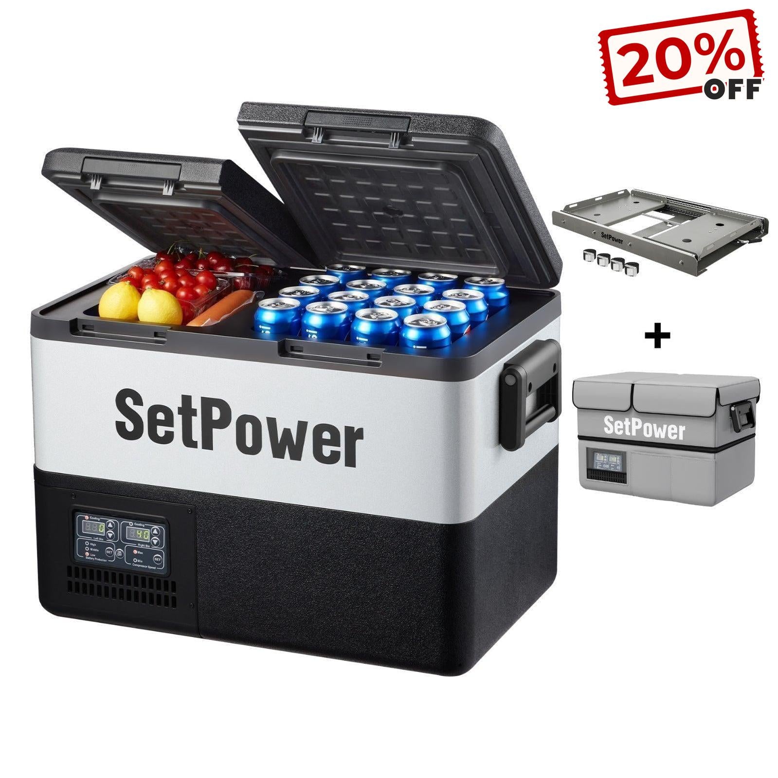 Setpower PT35 45 55 Car Refrigerator 12 Volt Freezer with Slide Cover Setpower