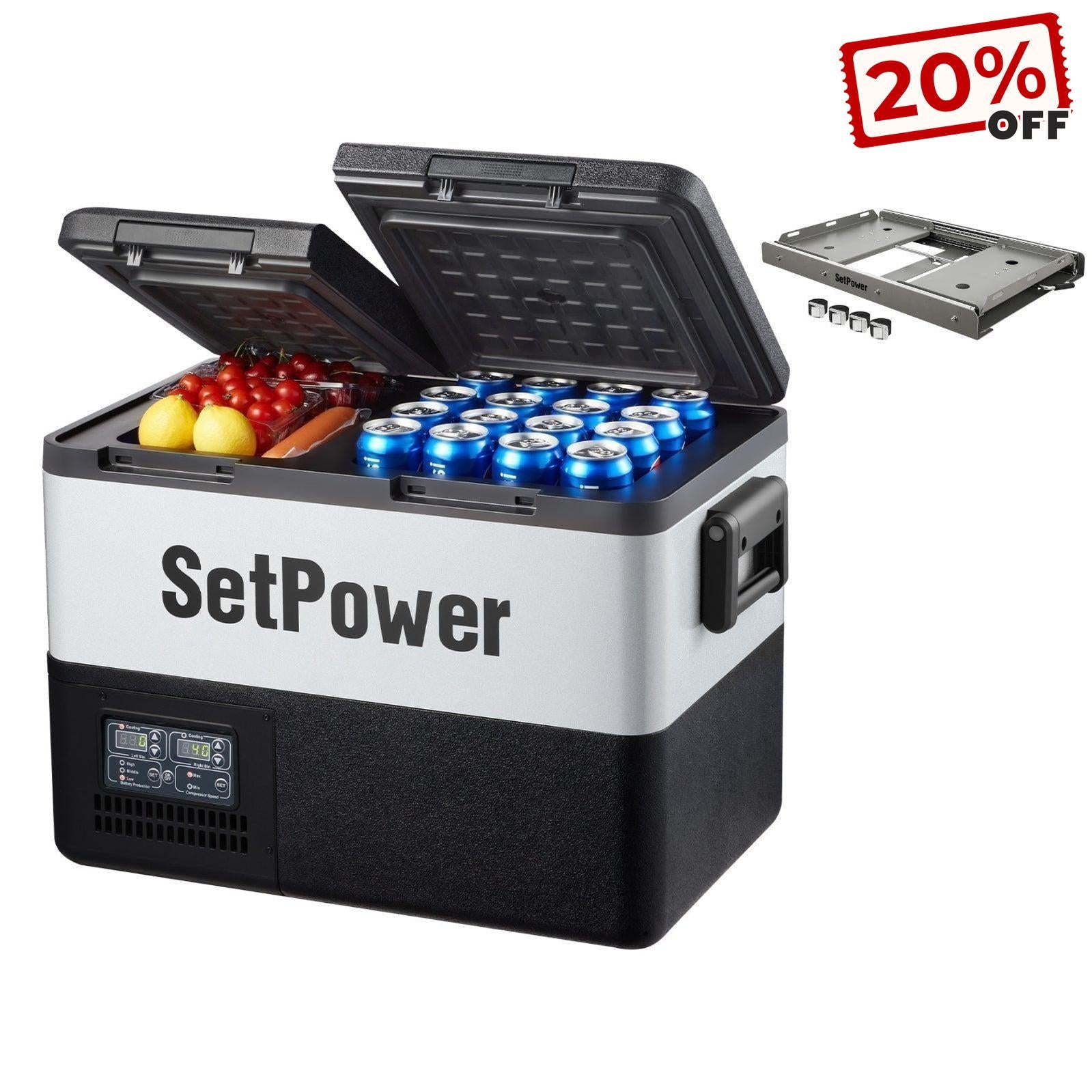 Setpower PT35 45 55 12Volt Fridge Freezer Car Refrigerator With Slider Setpower