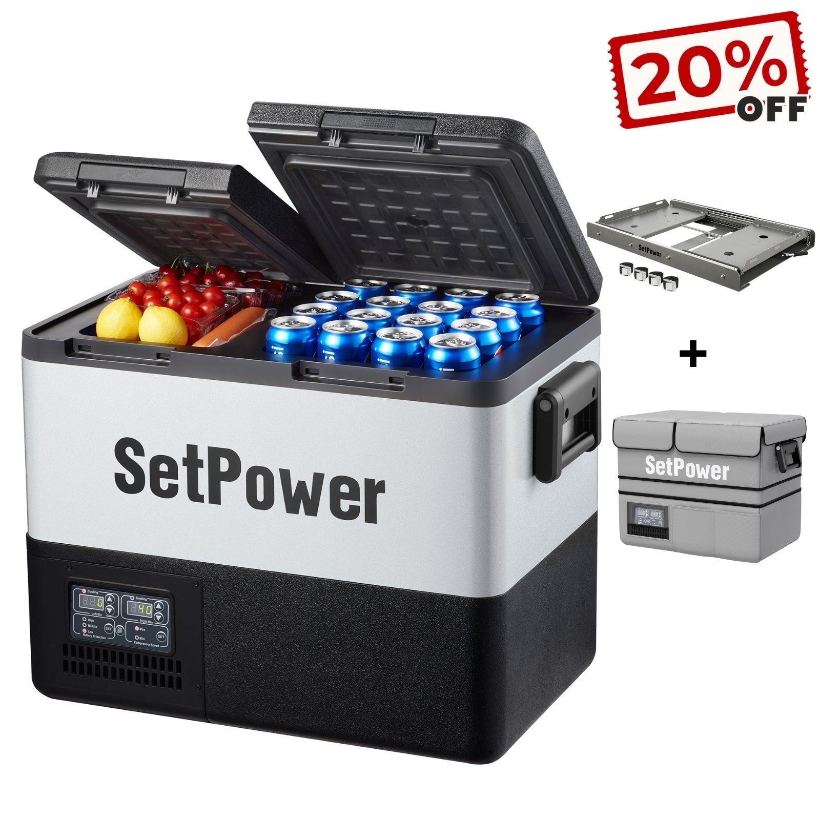 Setpower PT35 45 Car Refrigerator 12 Volt Freezer with Slide Cover Setpower