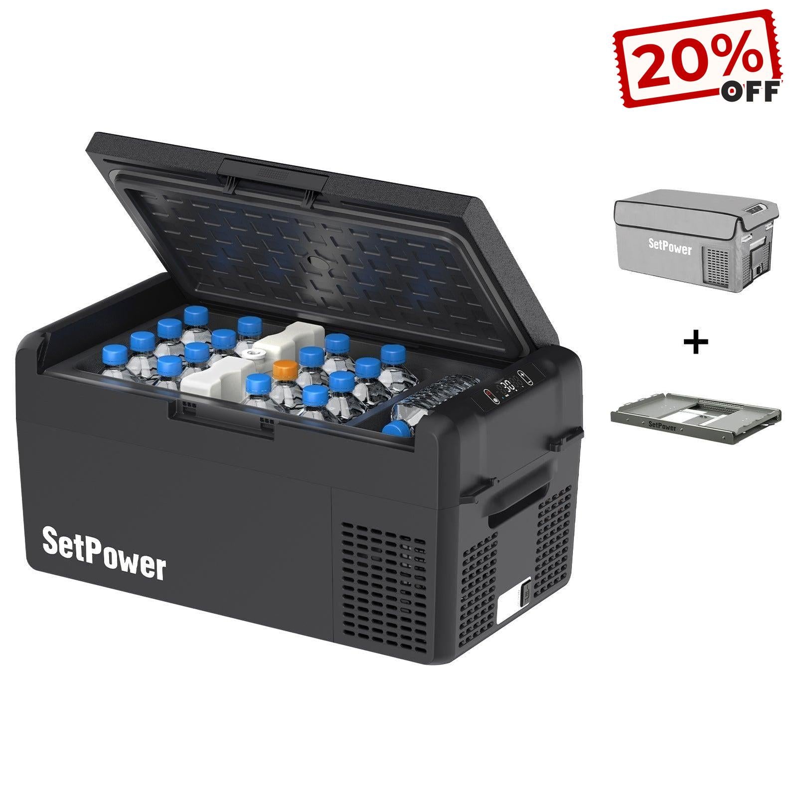 Setpower RF20 RF25 Electric Cooler 12V Fridge Freezer with Slide Cover Setpower