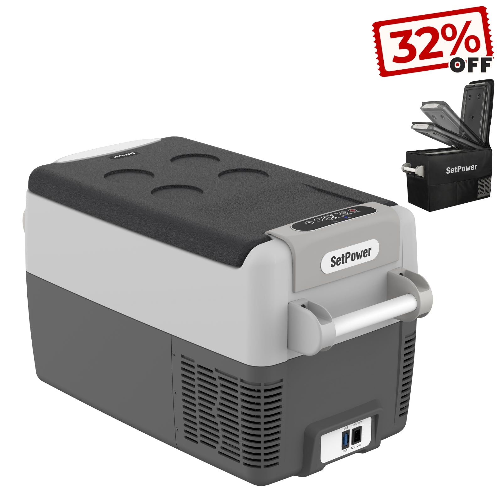 Setpower AJ30 12 Volt Cooler Car Cooler for Semi Heavy-Duty Truck 32Qt