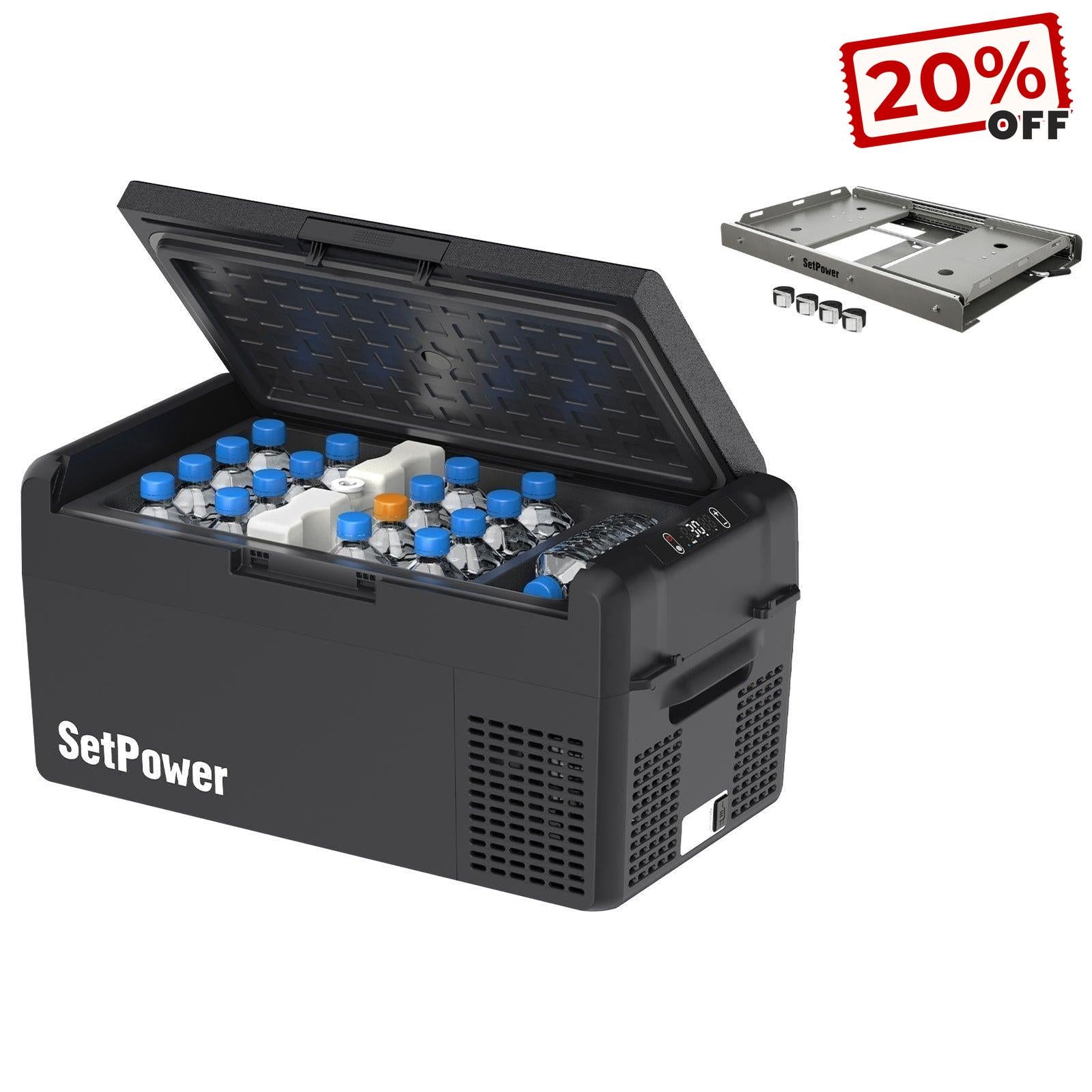 Setpower RF20 RF25 Car Cooler Portable 12 Volt Refrigerator with Slide Setpower
