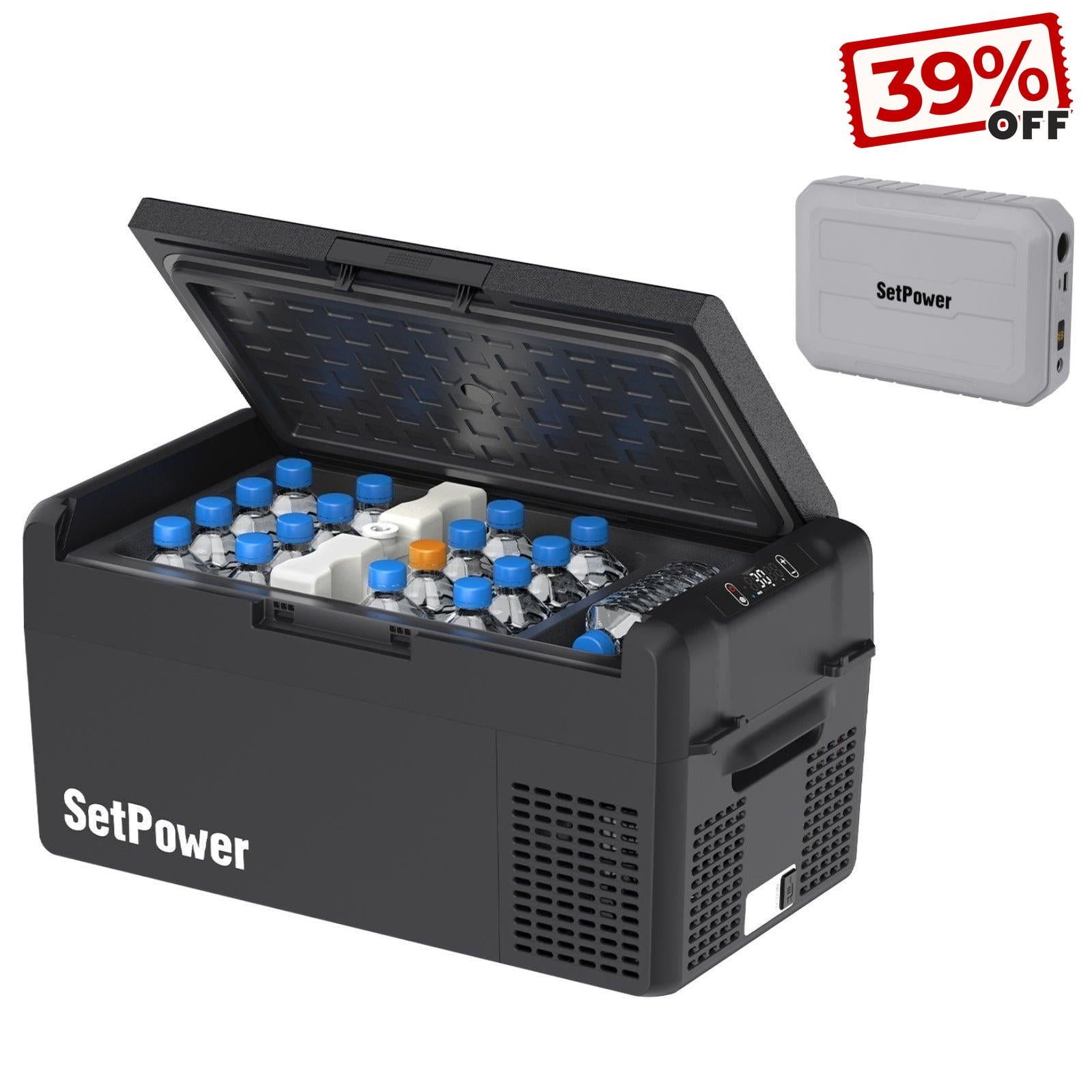 Setpower RF20 RF25 Electric Cooler 12 Volt Fridge Freezer with Battery Setpower
