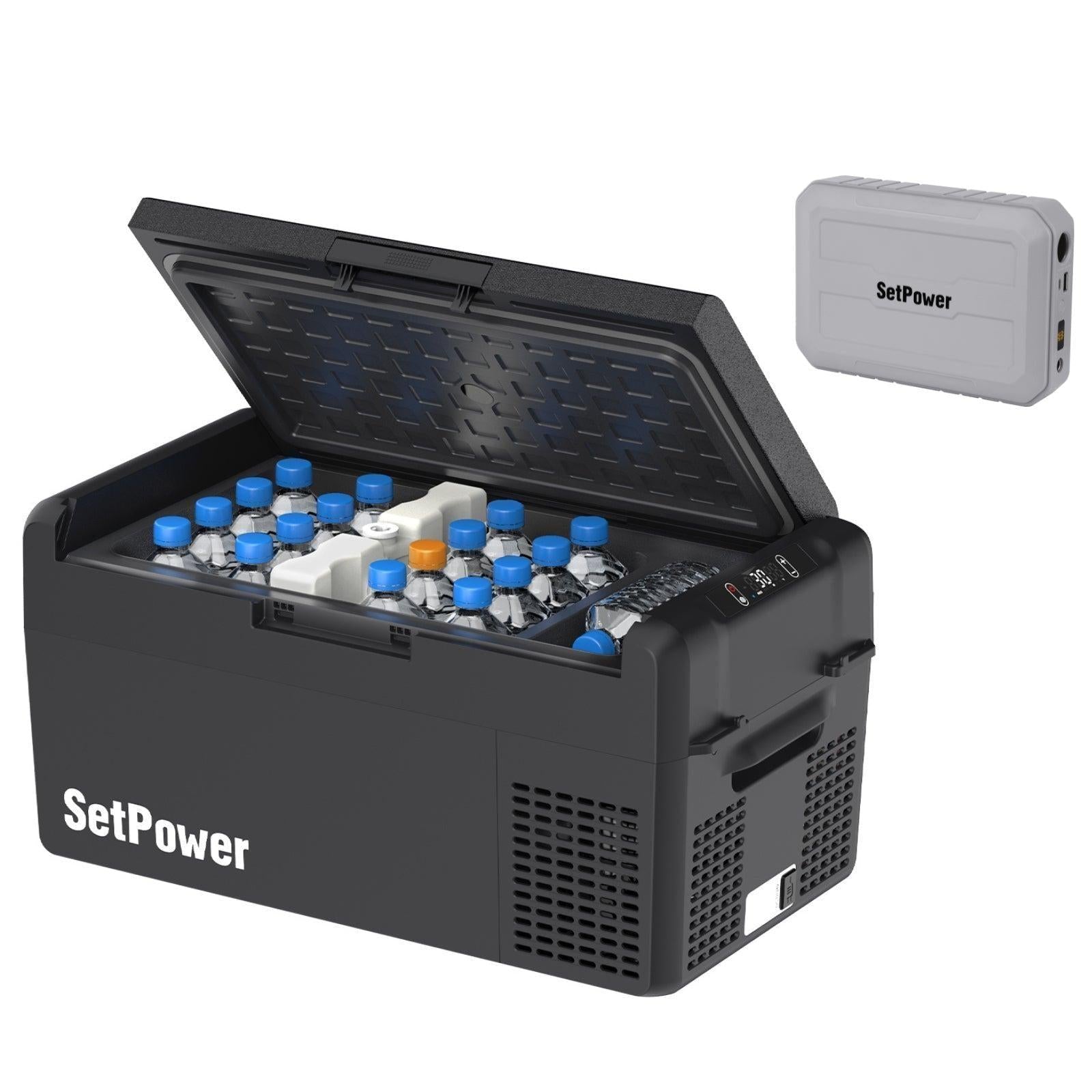 Setpower RF20 RF25 Electric Cooler 12 Volt Fridge Freezer with Battery Setpower