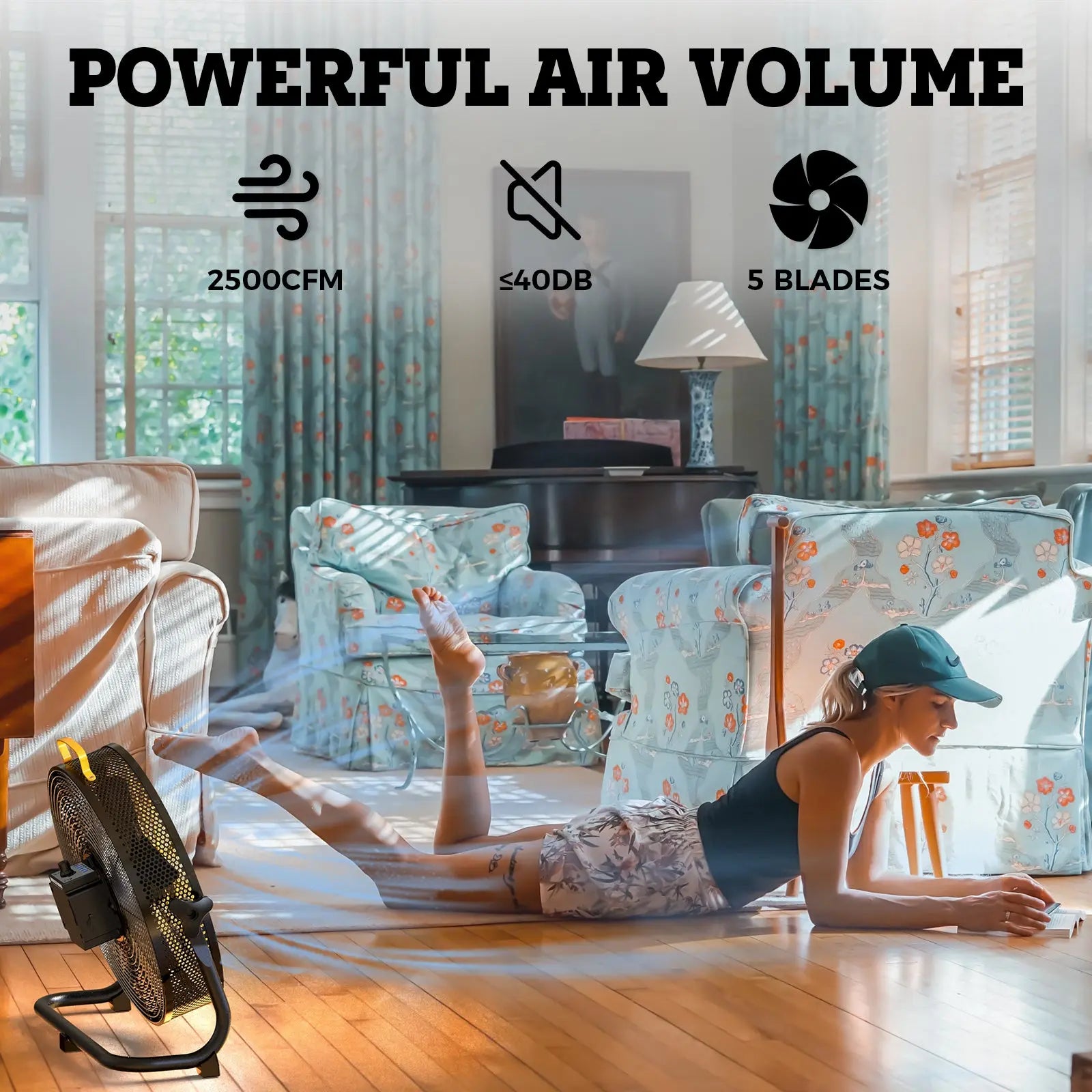 Smartele Super-Silent Battery Operated Fan Portable Floor Fan Setpower