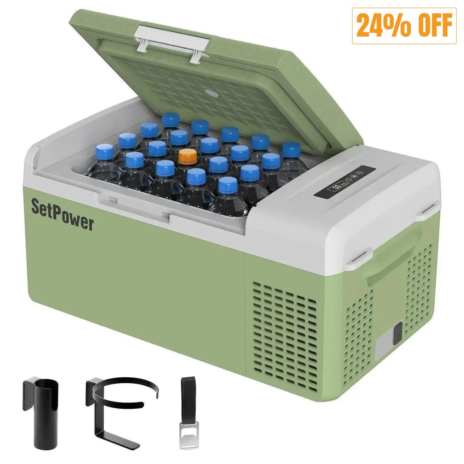 Setpower FC15 Car Fridge Freezer Electric Cooler For Car 15.8Qt Green Setpower