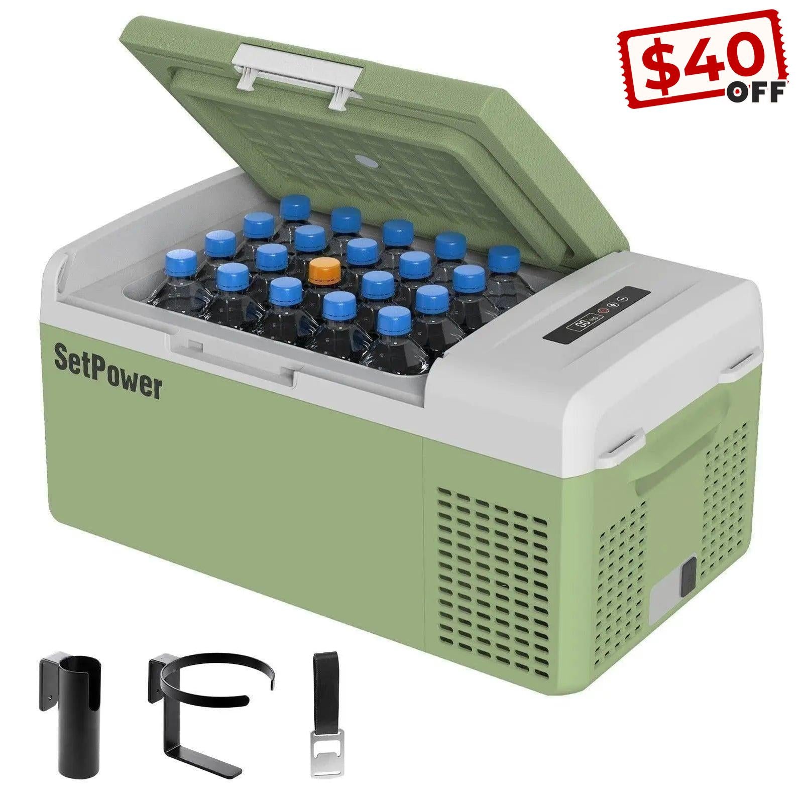 Setpower FC15 Car Fridge Freezer Electric Cooler For Car 15.8Qt Green Setpower