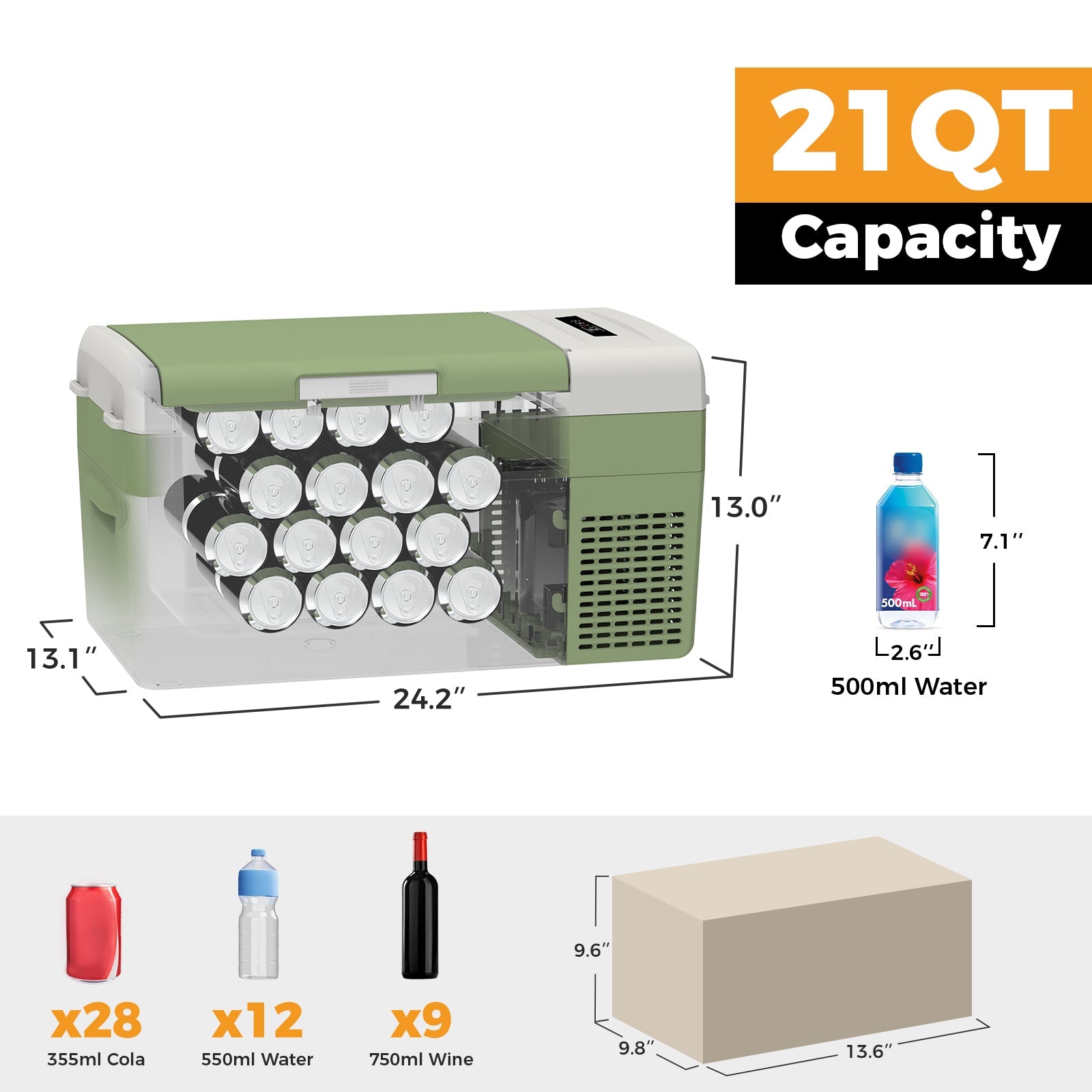 Setpower FC20 Portable Refrigerator Freezer Car Refrigerator 21Qt Green Setpower