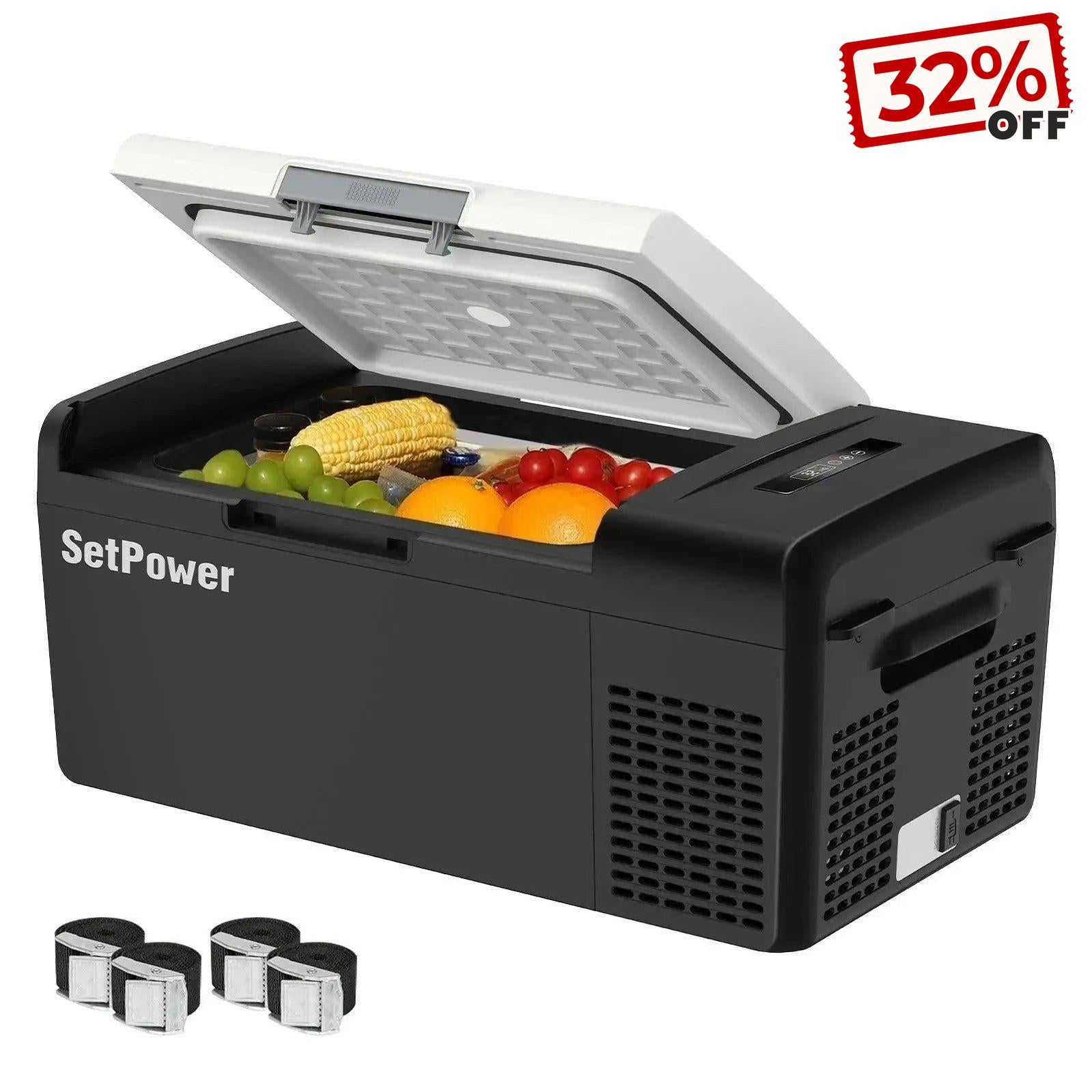 Setpower MC15 12 Volt Car Cooler Electric Cooler for Camper 15.8Qt Black Setpower